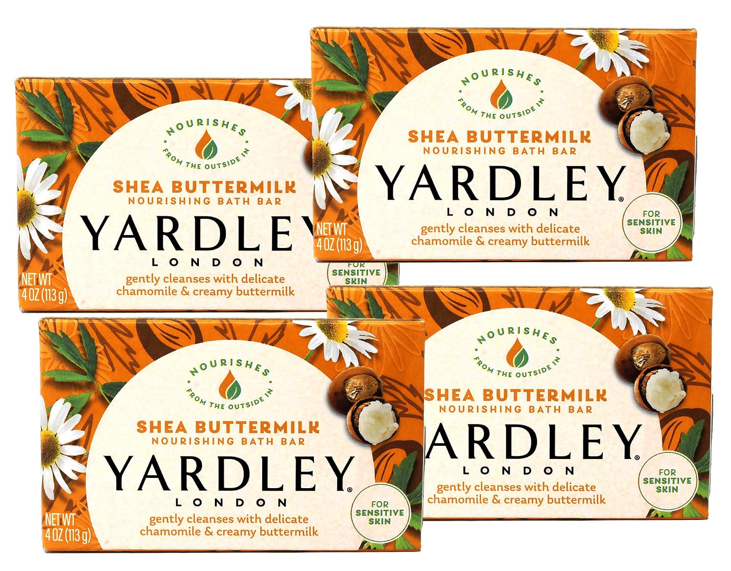 Yardley Shea Buttermilk Bath Bar 4oz 4 Pack