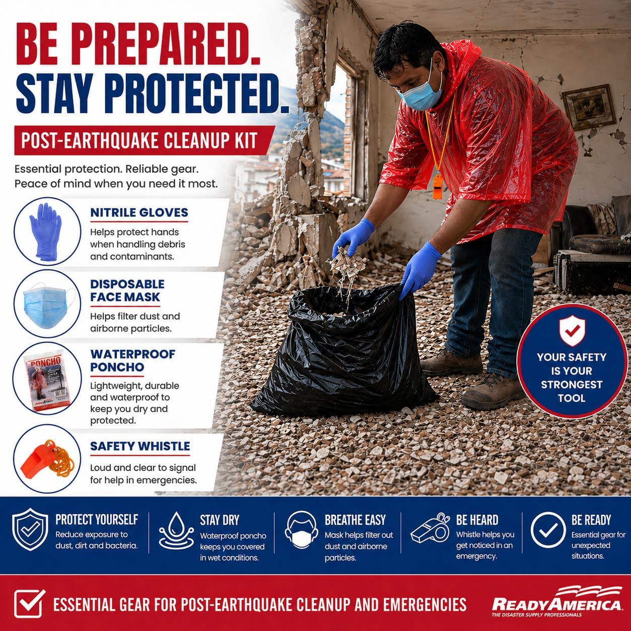 Ready America 70280 72 Hour Emergency Kit, 2-Person, 3-Day Backpack, Includes First Aid Kit, Survival Blanket