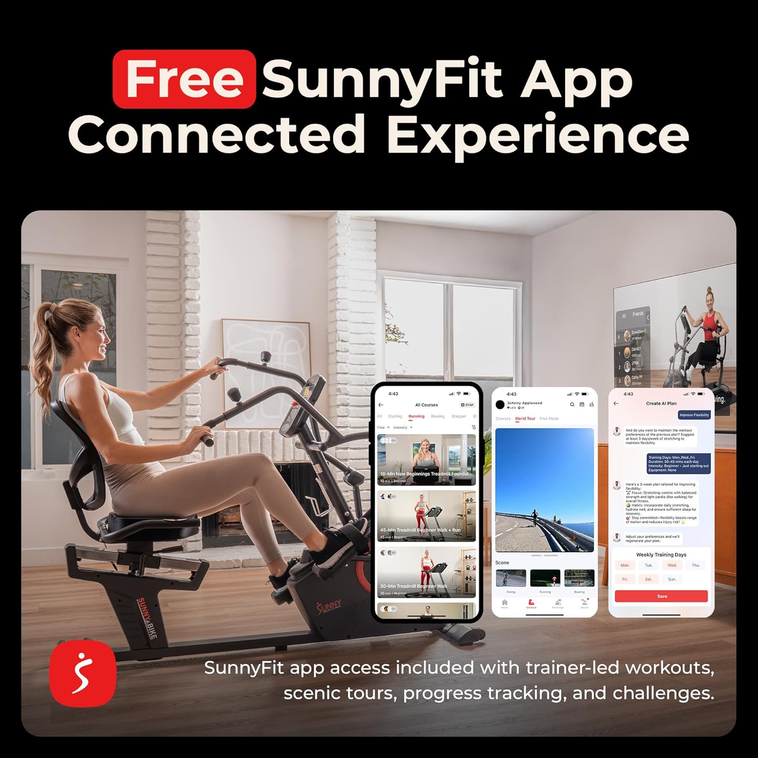 Sunny Health & Fitness Elite Recumbent Cross Trainer & Elliptical Machine with Arm Exercisers for Home Arm/Leg Training