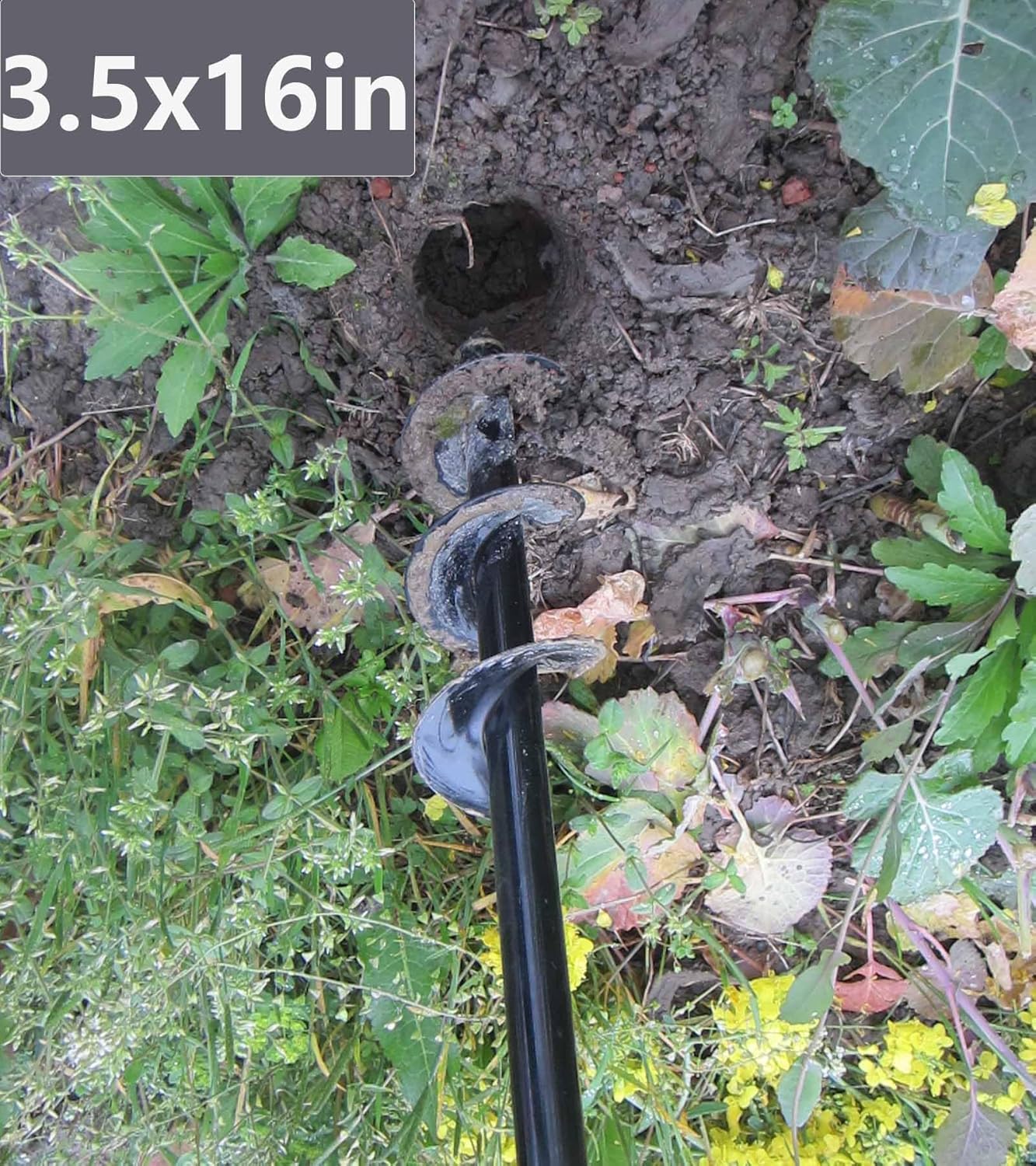 TCBWFY Auger Drill Bit for Planting 1.6x16.5inch Extended Length Garden Auger Spiral Drill Bit for Planting Bulbs Flowers,Post Hole Digger for 3/8”Hex Drill