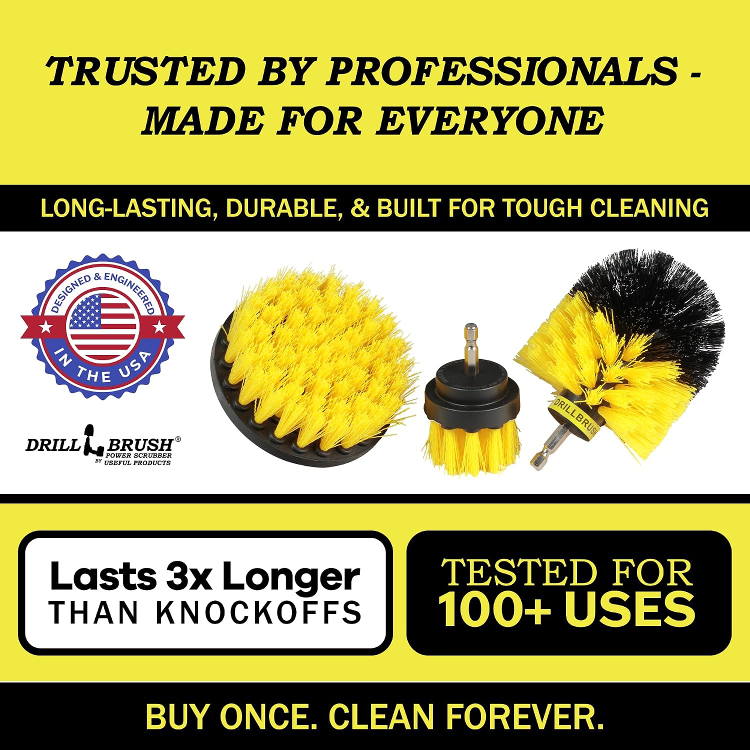Drillbrush Drill Brush Attachment Set for Bathroom, Tile & Grout Cleaning | Power Scrubber Brush Kit for Bathtub & Shower - All-Purpose Household Cleaning Brushes for Drill - Electric Grout Cleaner Kit