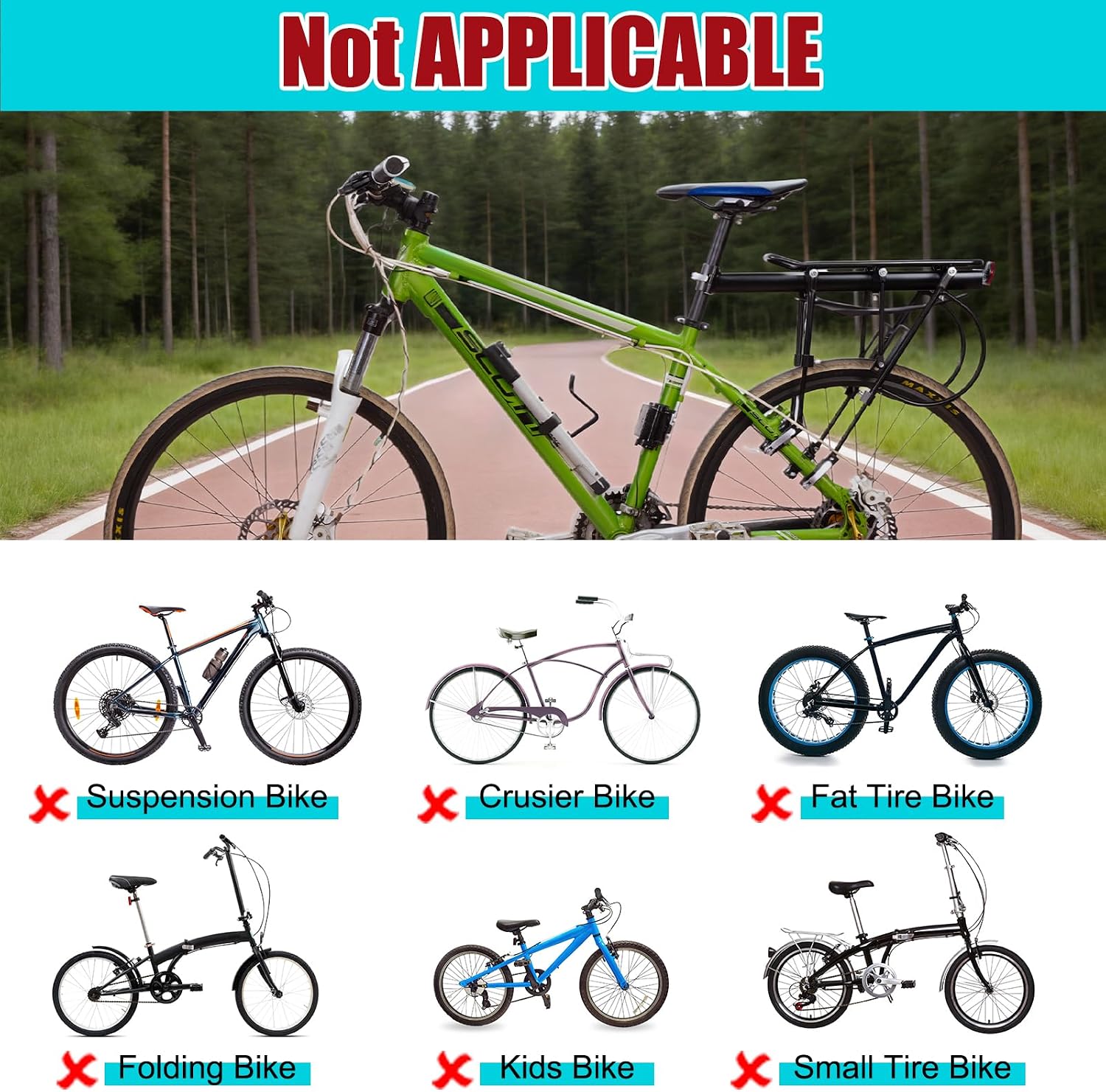 HOMEE Rear Bike Rack, Bike Cargo Racks Frame for 26"-29" Frames | Aluminum Alloy Universal Adjustable Cycling Equipment Stand Footstock Bicycle Luggage Carrier with Tools and Reflector