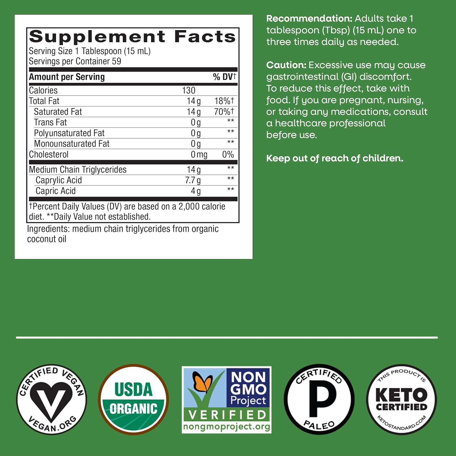 Nature's Way Organic MCT Oil, Brain and Body Fuel*, Keto & Paleo