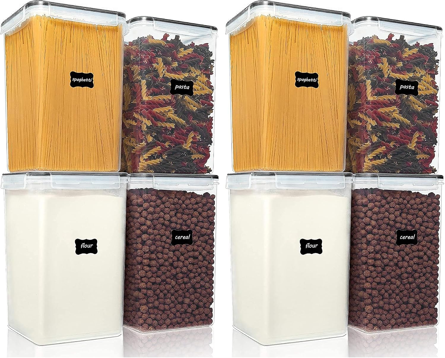 Vtopmart 5.2L Flour Sugar Storage Containers, 4 PCS, Black