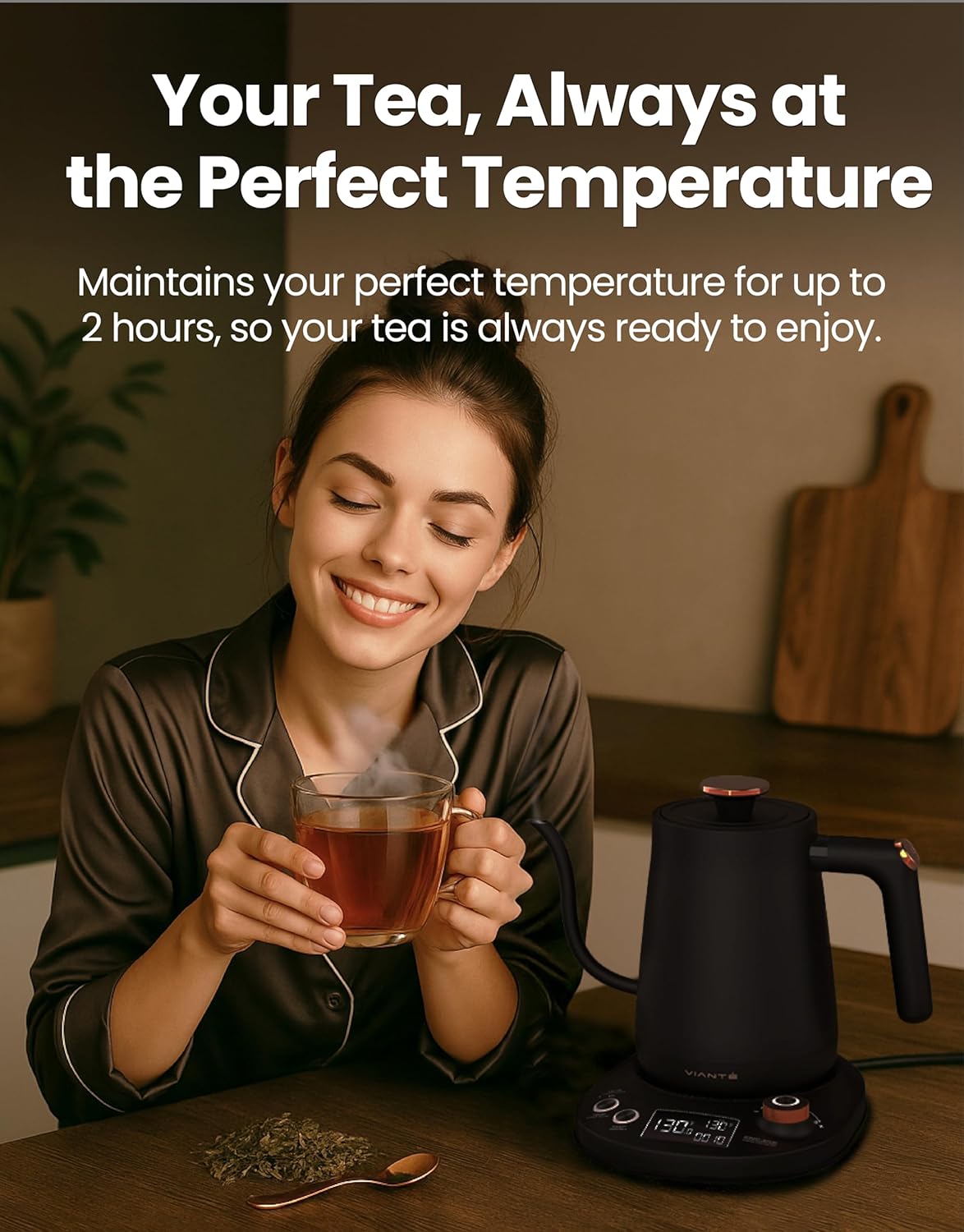 Viante Alba Electric Tea Kettle With Infuser, No Plastic, 1.5L