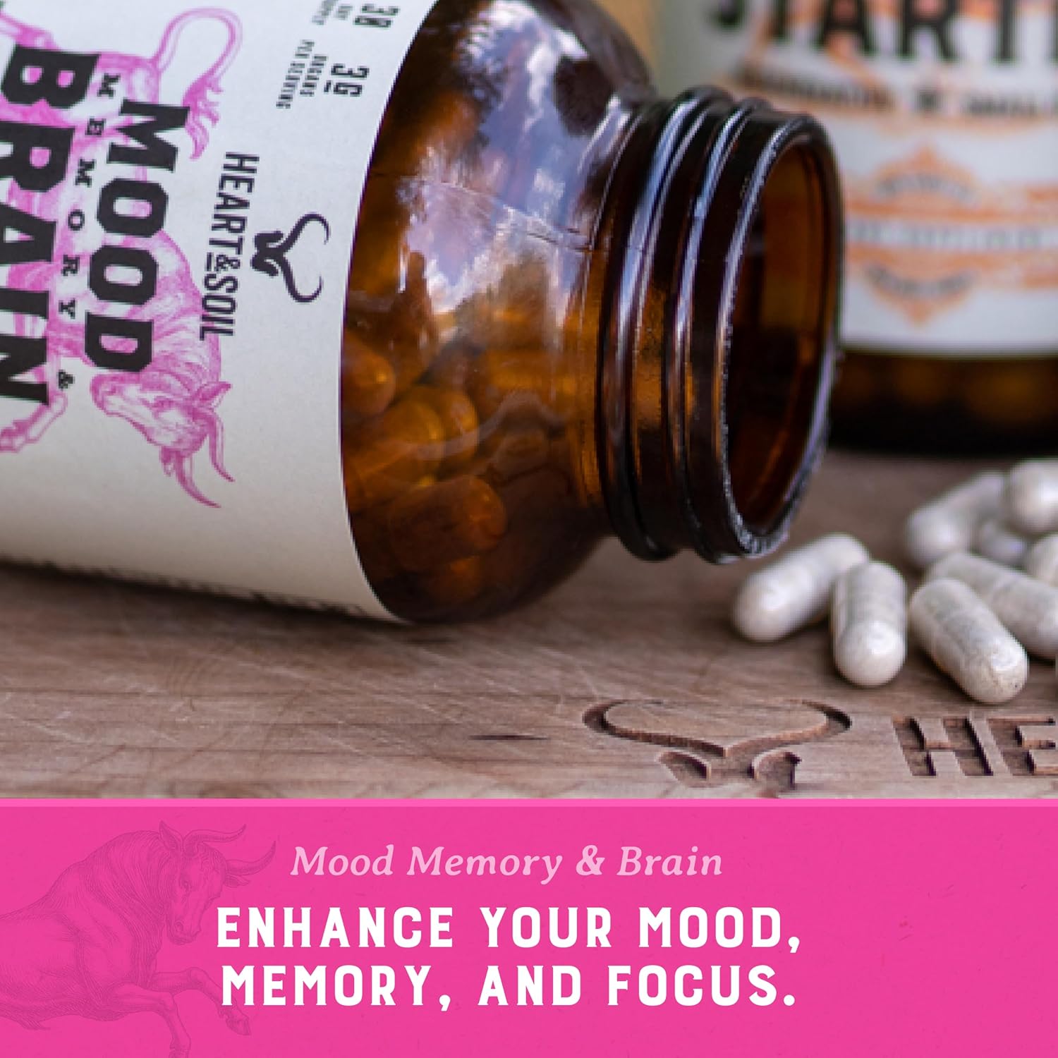HEART & SOIL Beef Brain Supplement, 180 Capsules
