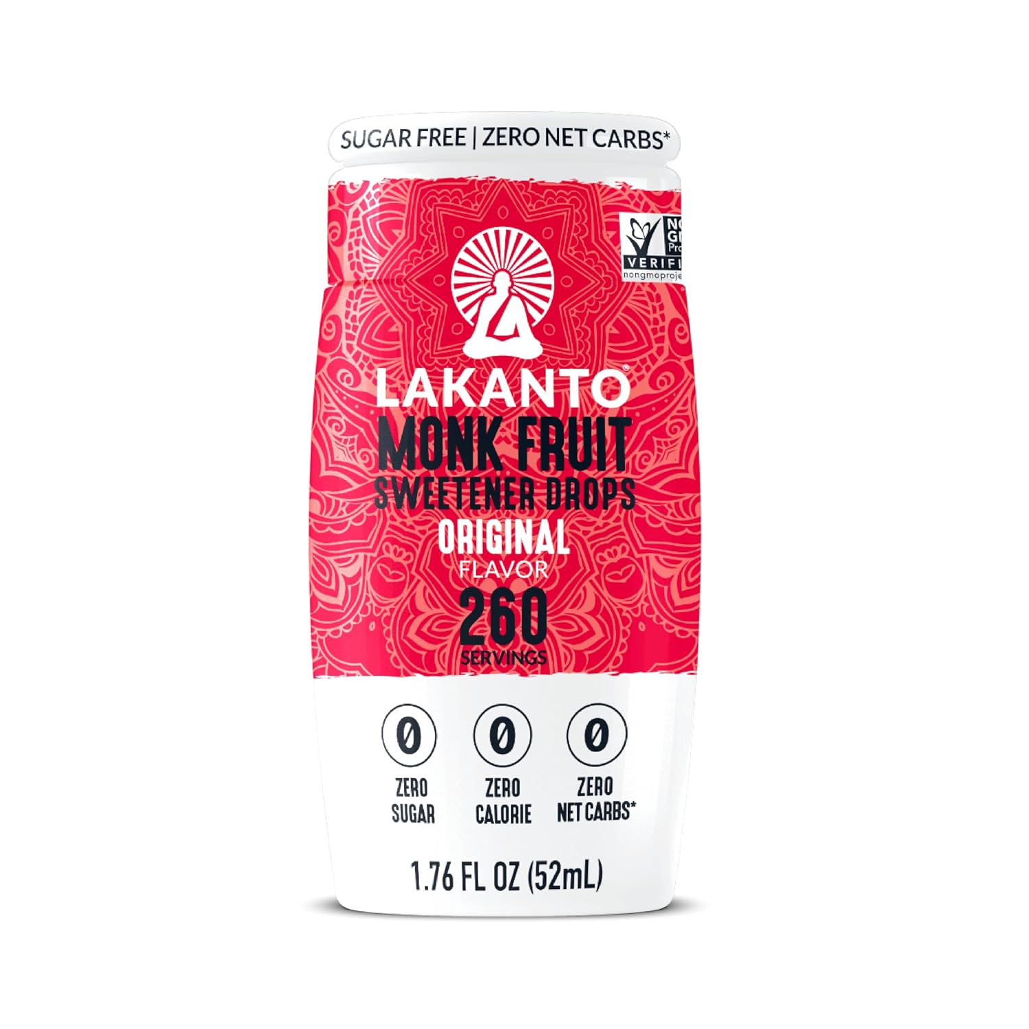 Lakanto Liquid Monk Fruit Extract Drops, Original, 1.76 Fl Oz | Erythritol Free Sugar Substitute Sweetener, For Coffee, Tea, Smoothies, Oatmeal, Yogurt, Cocktails, Zero Sugar, Vegan, Keto