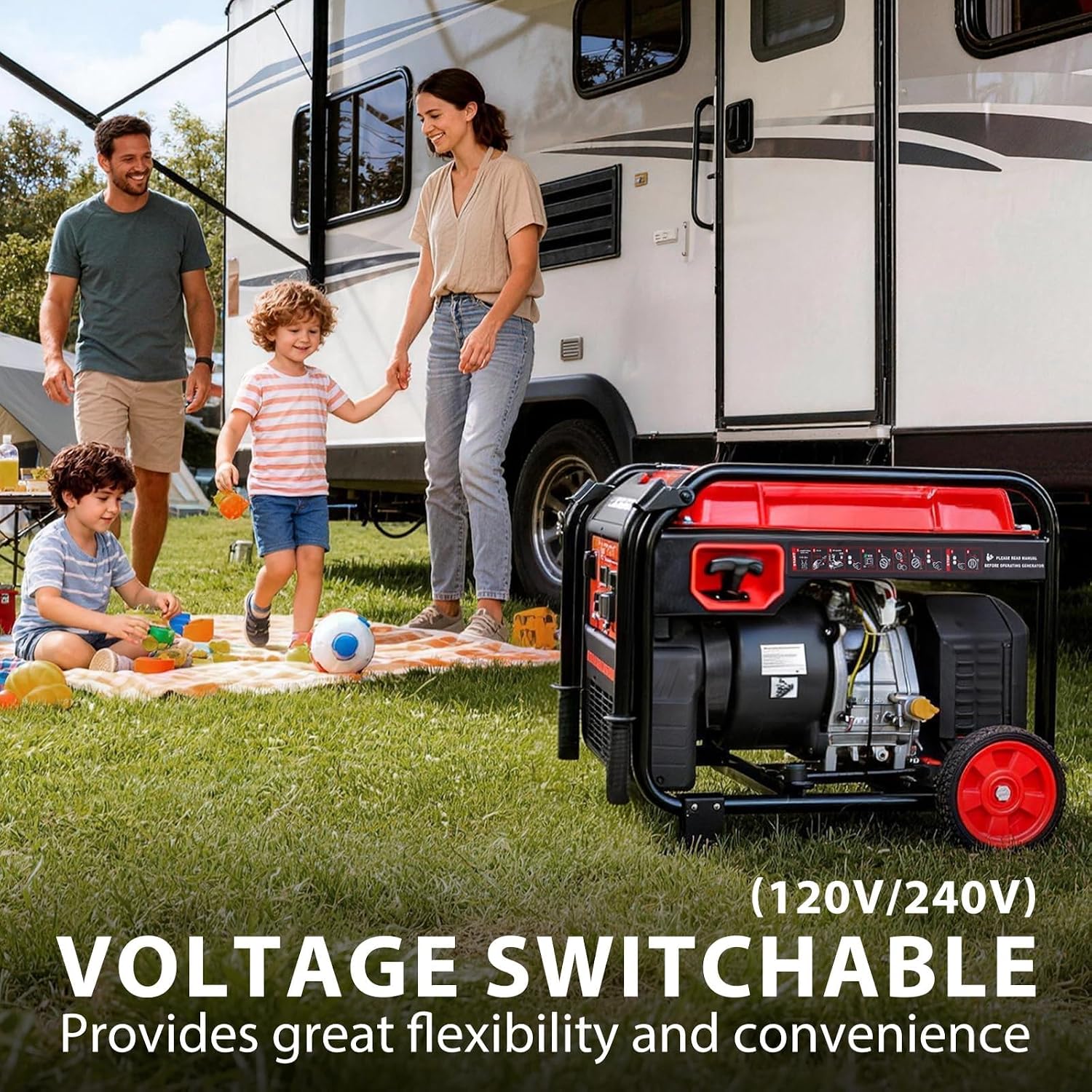 PowerSmart 4400-Watt Open Frame Inverter Generator, Gas Powered, CO-Sensor, Lightweight & Quiet for Home Use and Emergency Backup, Camping, EPA Compliant