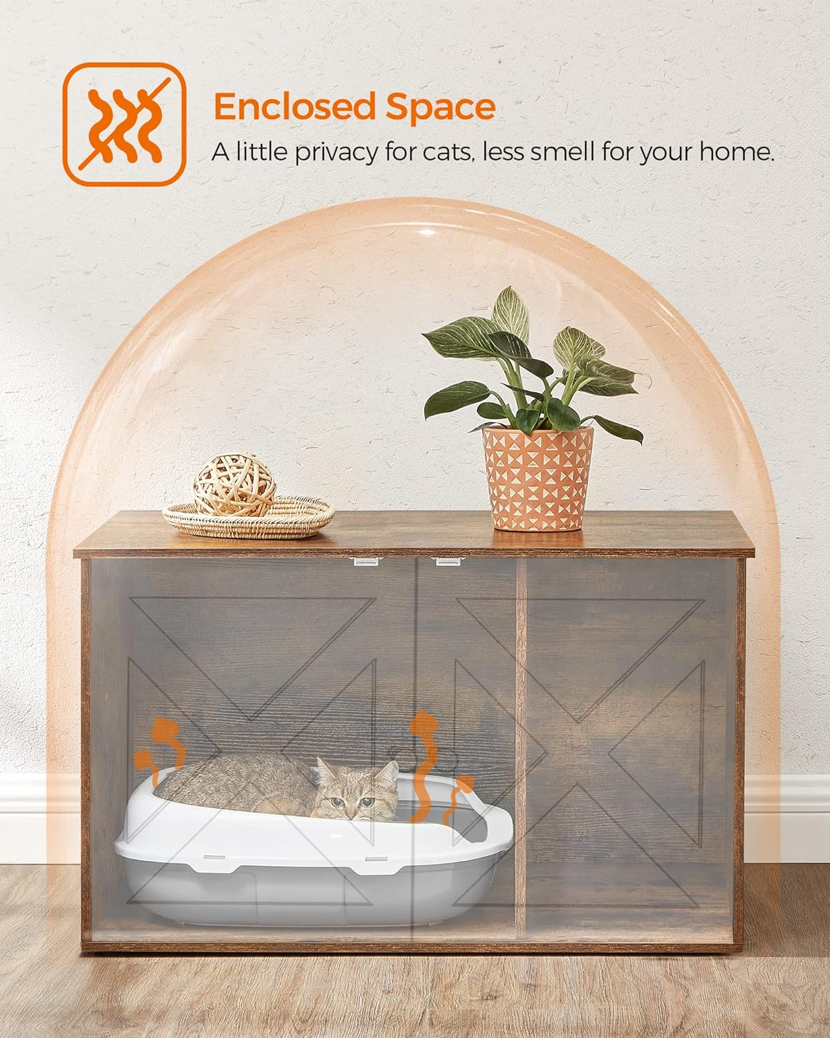 Feandrea Cat Litter Box Enclosure, End Table, 31.5 x 20.9 x 19.7 Inches