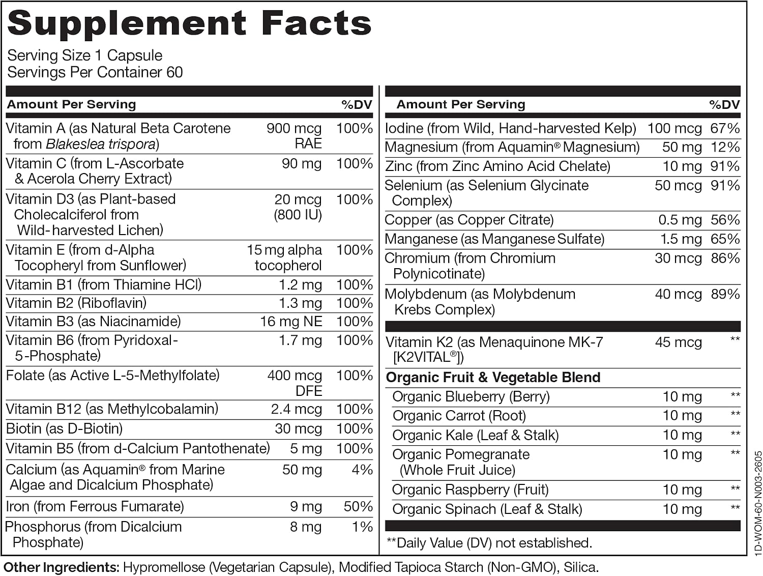 NATURELO One Daily Multivitamin for Women w/Vitamin B12, 60 Ct, Energy Support, Whole Food Daily Women Multivitamin Supplement, Nourish Hair/Skin/Nail, Non-GMO, No Soy, Gluten Free, 2 Month Supply | Energy Support, Whole Food Daily Women Multivitamin Sup…