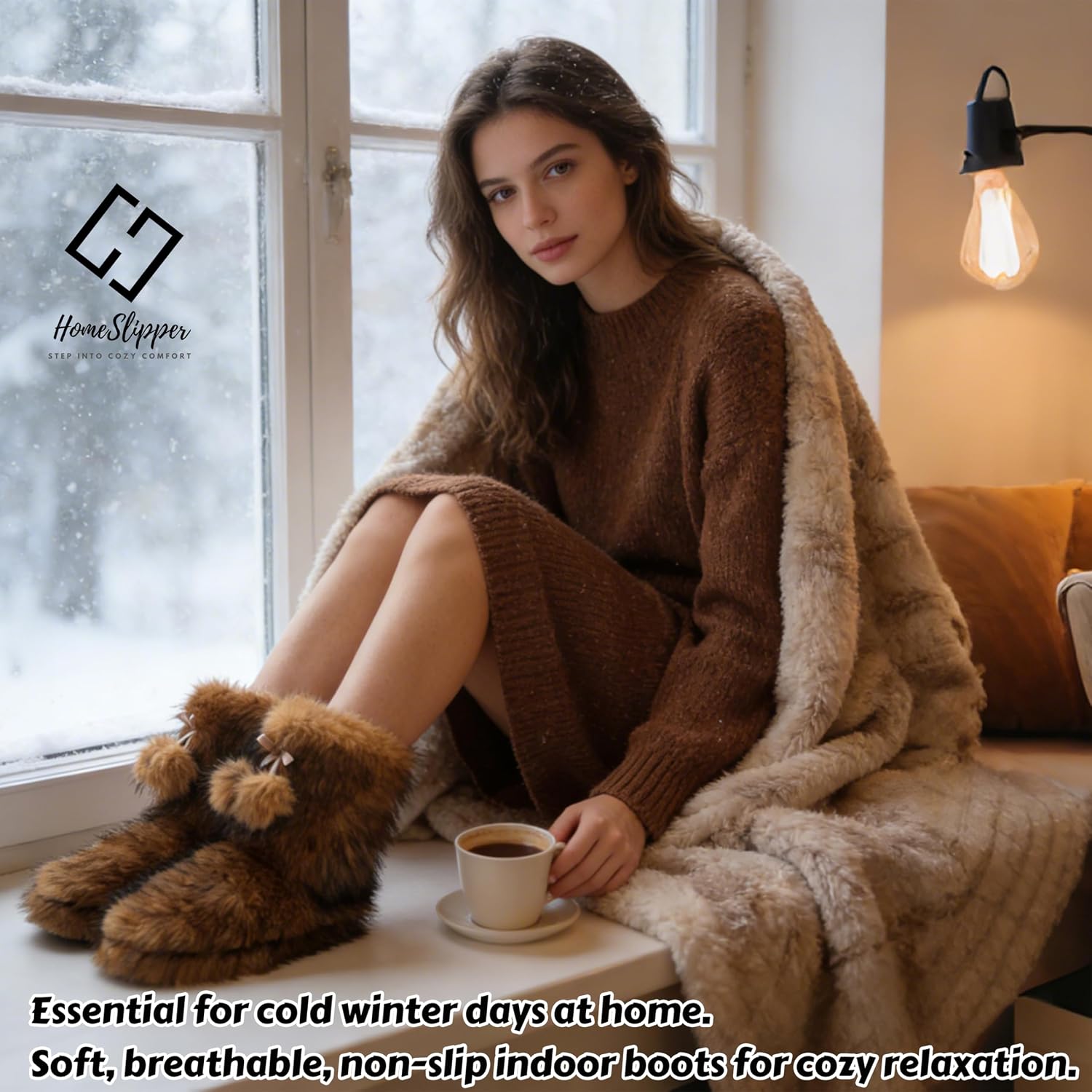 Home Slipper Women's Soft Fleece Plush Warm Indoor House Slipper Boots Shoes
