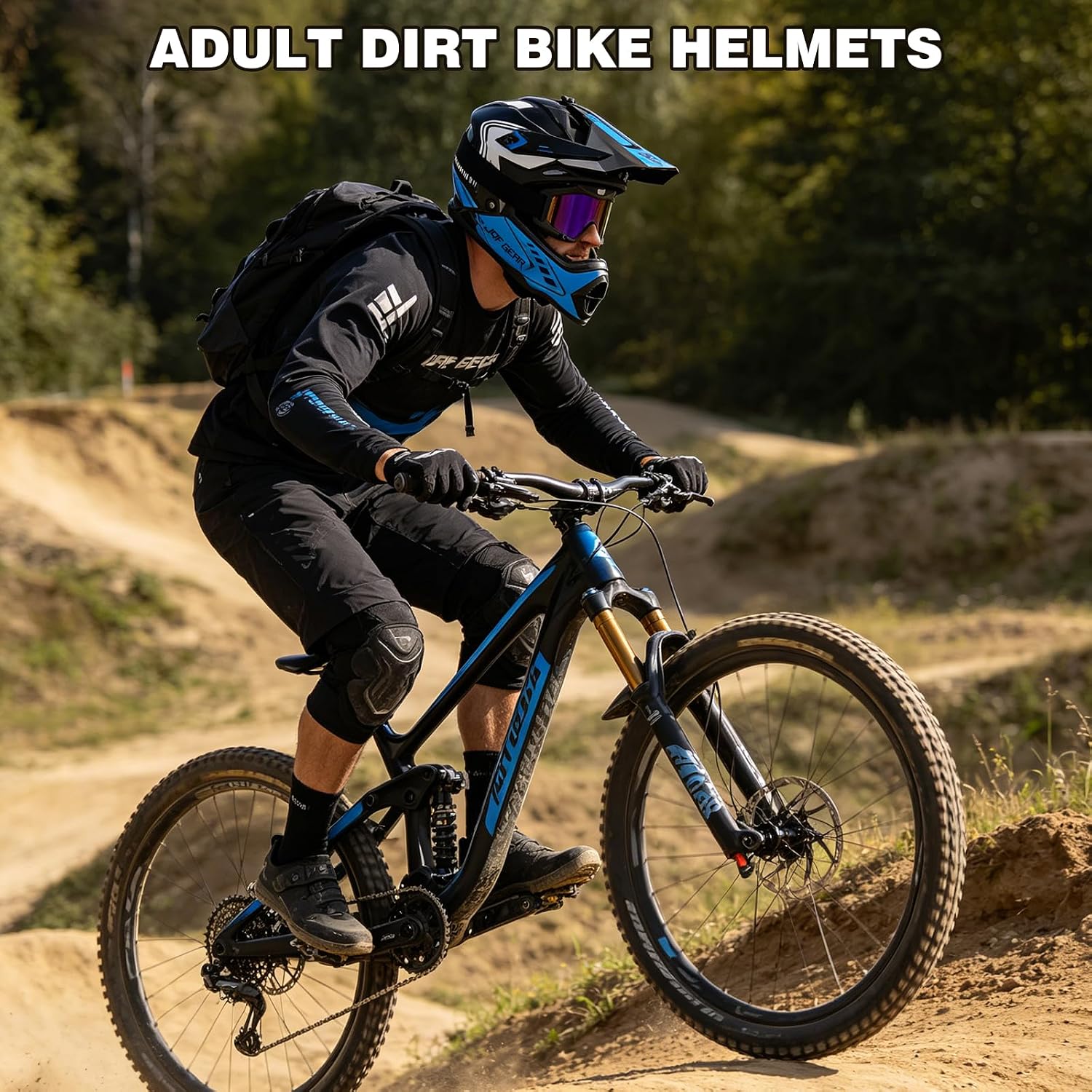 Adult Dirt Bike Helmet DOT Approved,WS901 Full Face Motocross Set | Includes Goggles Gloves,adjustable visor and washable liner for UTV MX Dirtbike ATV OffRoad