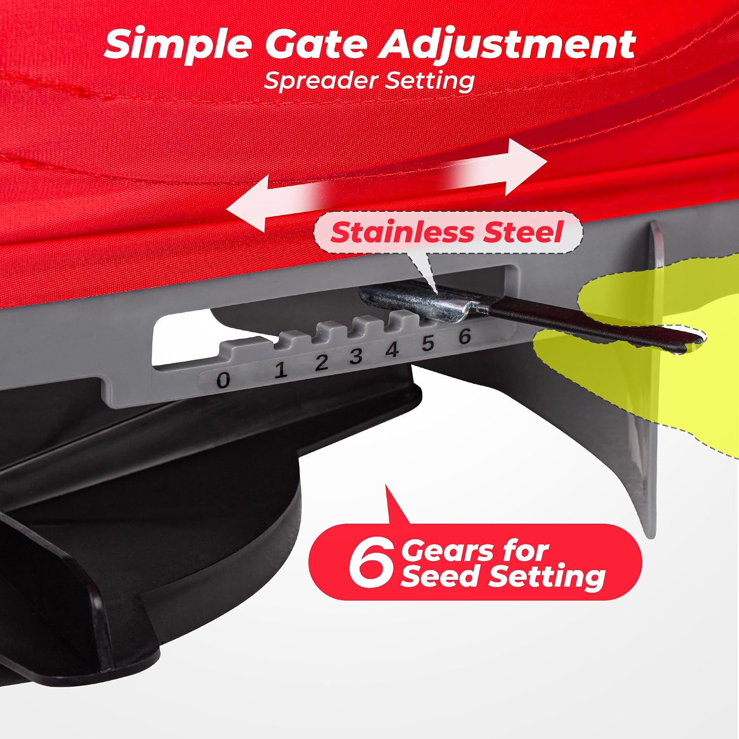 Walensee Handheld Seed Spreader with 25lb Bag, Frame Support, Flow Control, Enclosed Gears, Rear Baffle