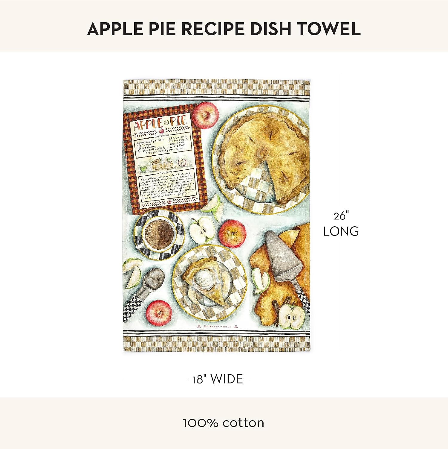 MACKENZIE-CHILDS Cotton Dish Towel, Hydrangea Tea Kettle