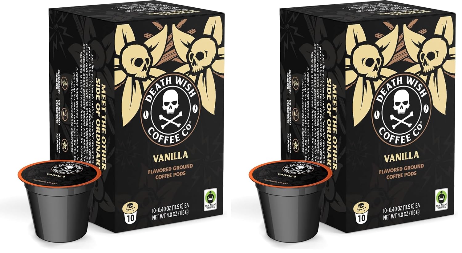 Death Wish Coffee Dark Roast Single Serve Coffee Pods, Organic, 50 Count | Fair Trade Arabica & Robusta, Baker's Chocolate & Cherry Notes, Low Acidity, Heavy Smooth Body, Bold & Intense
