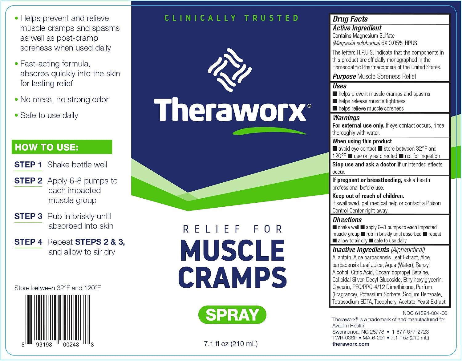 Theraworx Muscle Cramps Relief Foam with Magnesium Sulfate, 7.1oz (1 Count) | Clinically Trusted, Fast-Acting Muscle & Leg Cramp Relief, Made with Magnesium Sulfate. Paraben-Free, no mess or strong odor.