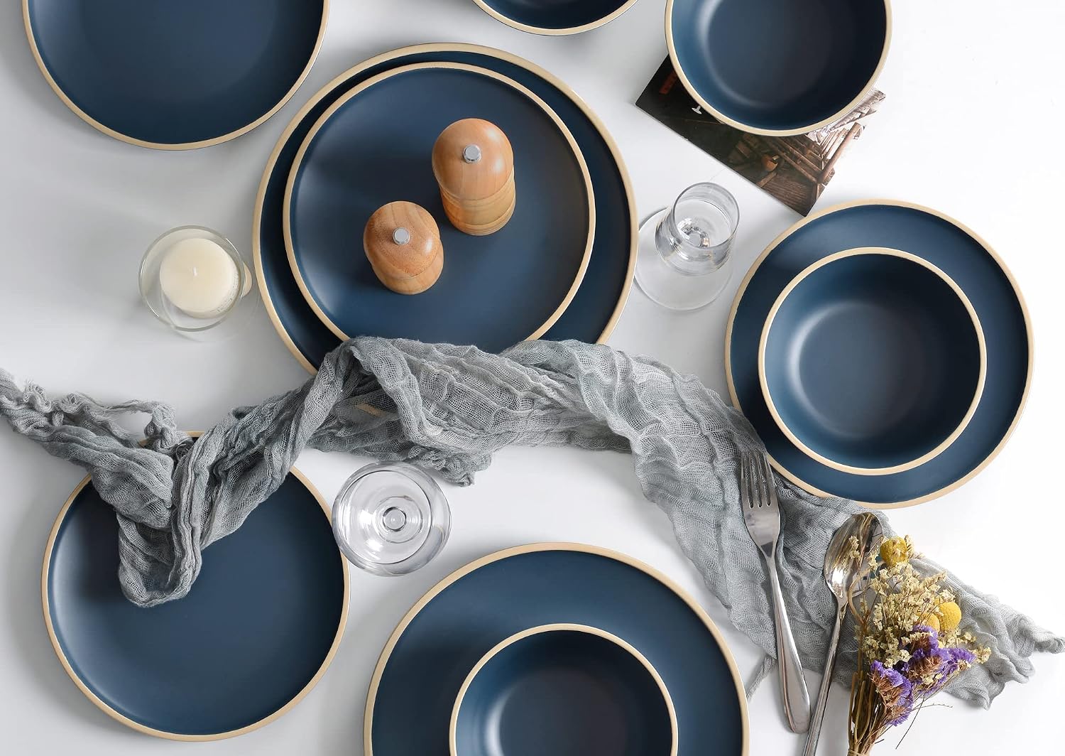 Melamine Dinnerware Sets, Plates and Bowls Sets 12 Pcs, Melamine Plates, Dish Set for 4, Unbreakable Dinnerware Set for Party, BPA Free