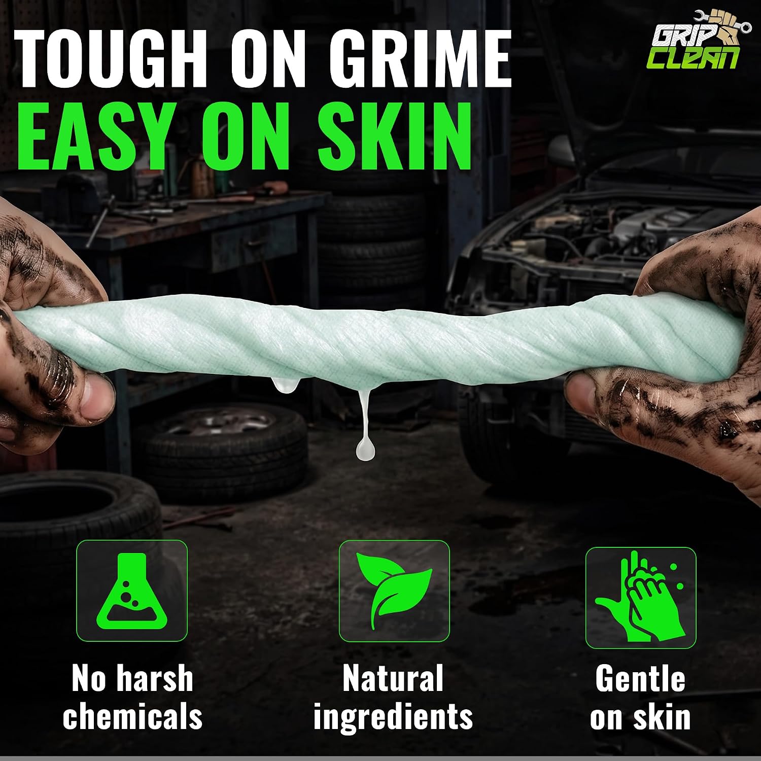 Heavy Duty Hand Cleaning Wipes, Tool Wipes, Waterless Mechanic Hand Cleaner
