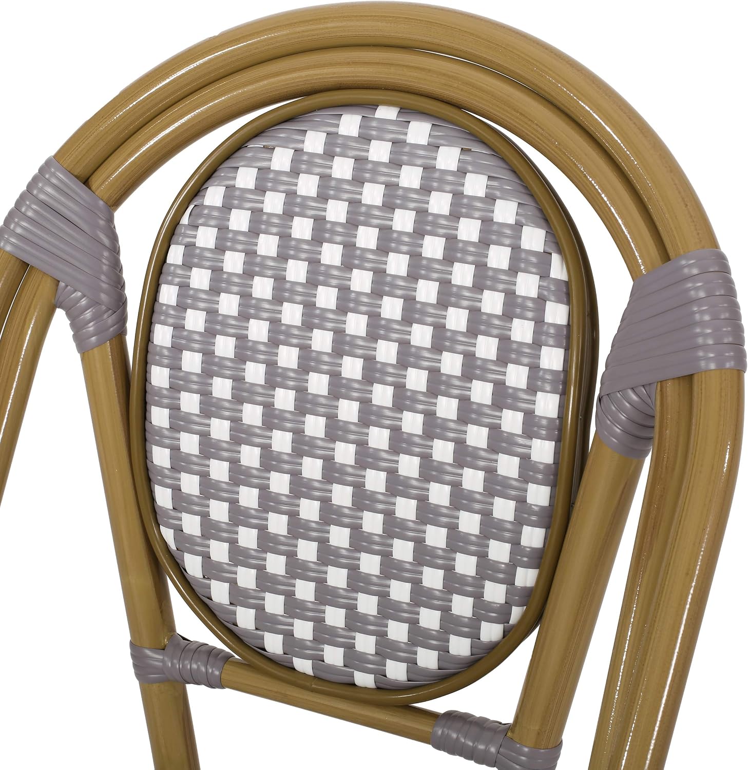 Christopher Knight Home Gwendolyn Outdoor French Bistro Chairs (Set of 4), Black + White + Bamboo Print Finish
