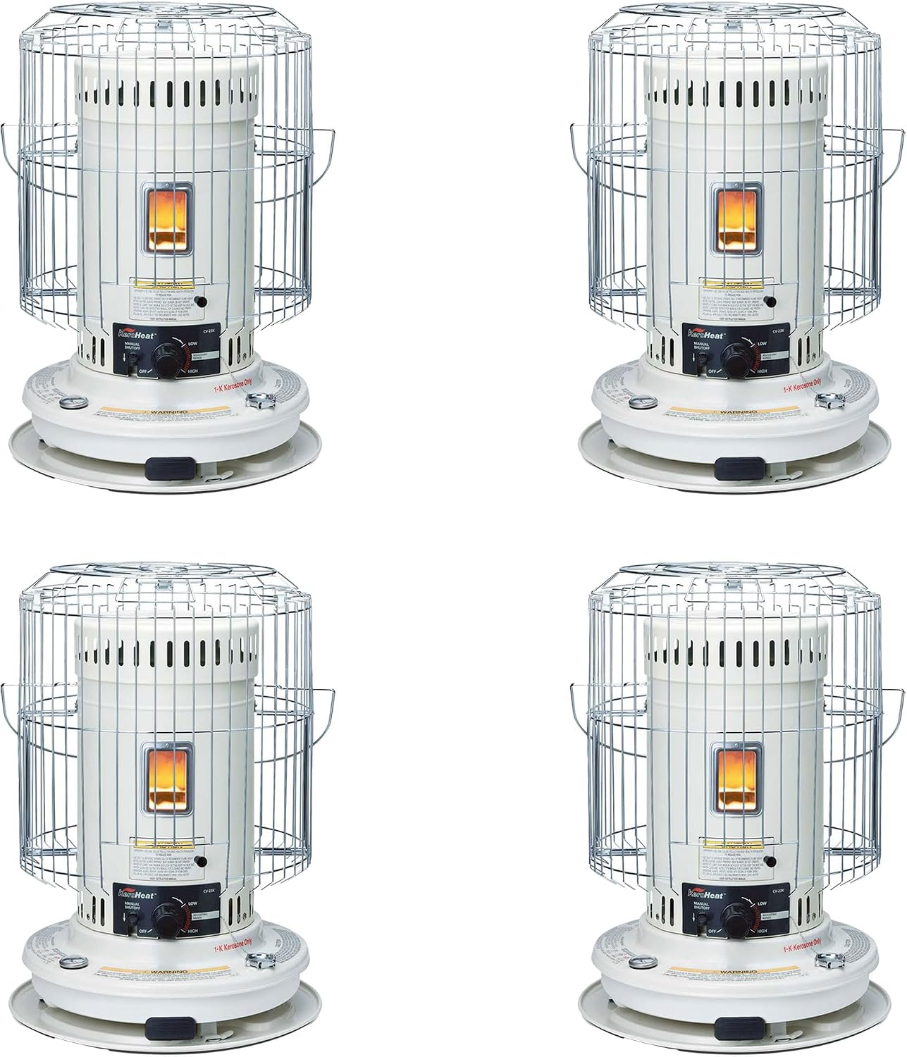 Sengoku KeroHeat Efficient Indoor Outdoor Portable Travel Convection Kerosene Heater with Automatic Safety Shut Off, 23,500 BTU, 4 Pack, White