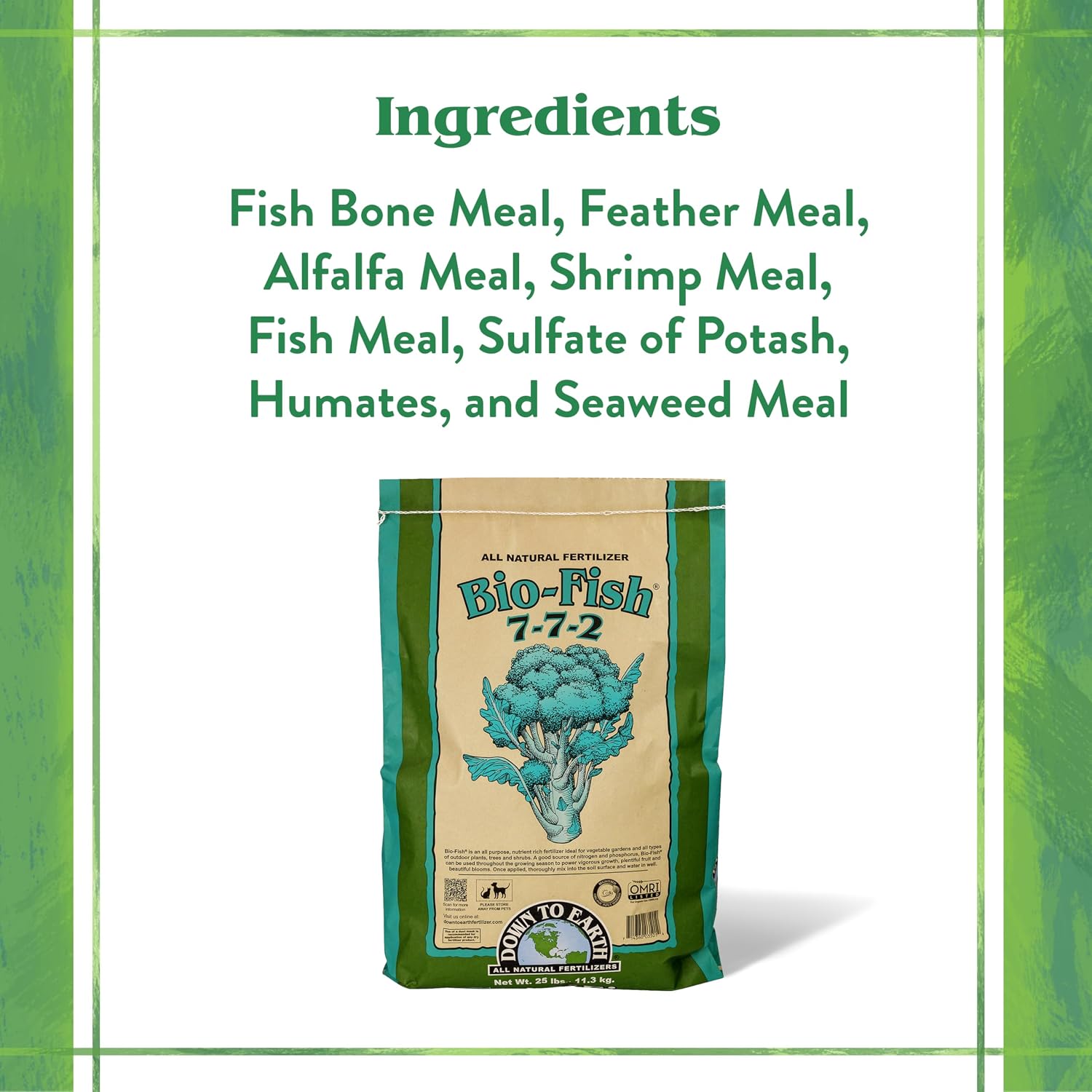 Down To Earth All Natural Fertilizers Organic Bio-Fish - 7-7-2, 25 lb | Plant Food for Vegetable Gardens, Grow Heavy Feeding Plants Corn, Broccoli