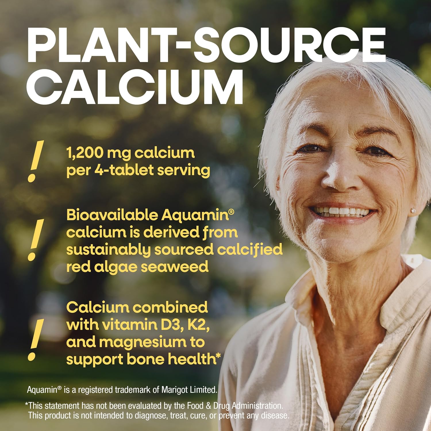 Nature’s Way Alive! Calcium Bone Support Tablets*, 1,200 mg Calcium, 120 ct | Max Absorption Calcium Supplement with Vitamins D3, K2, & Magnesium, Promotes Bone Health and Bone Density*, Gluten Free