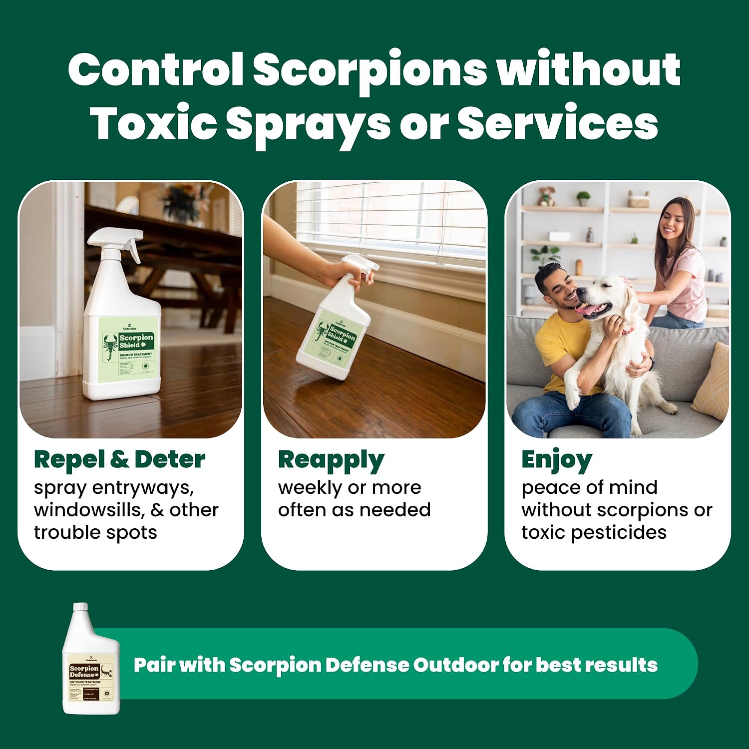 Cedarcide Scorpion Shield (Gallon) Indoor Cedar Oil Pest Control Spray - Kills & Repels Scorpions and Other Pests Guaranteed - Pet Safe