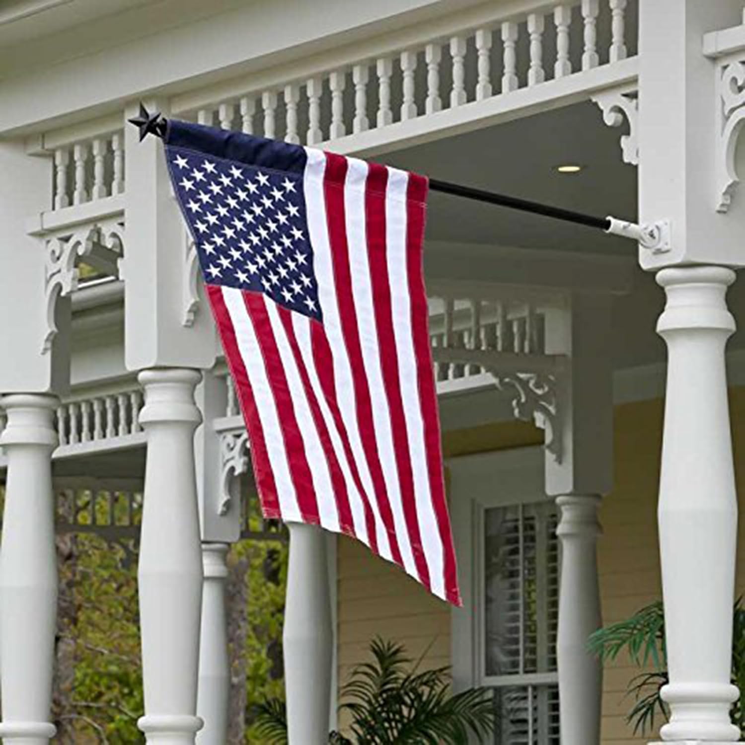 Evergreen American Flag 12x18 Double Sided | Patriotic House Flags For Outside Outdoor | Small American Flag Garden Size | Embroidered Stars and Stripes | USA Residential or Commercial