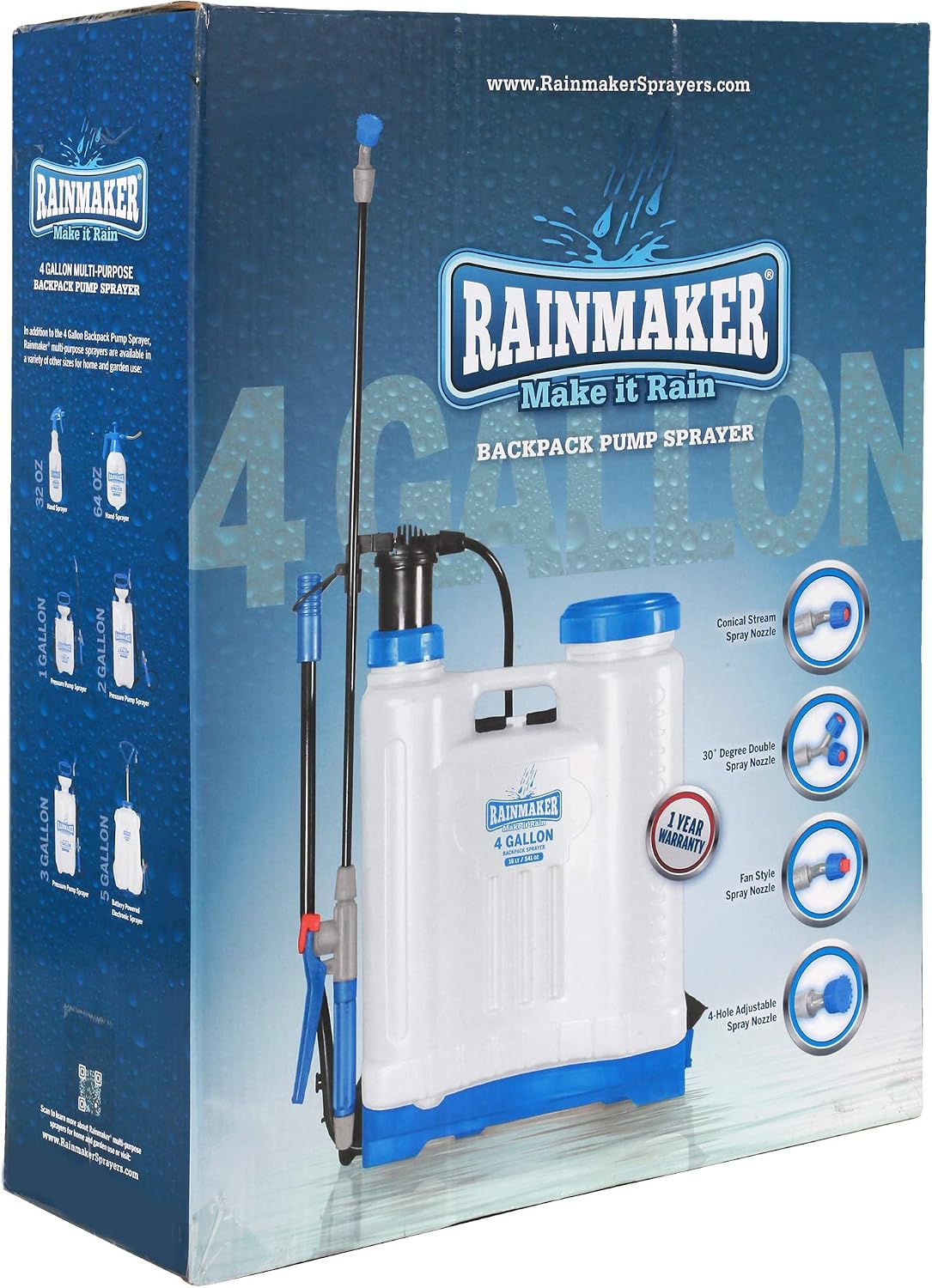 Rainmaker Backpack Sprayer - For Home and Garden Applications, Lightweight, Adjustable Shoulder Straps, 4 gal. (16L)