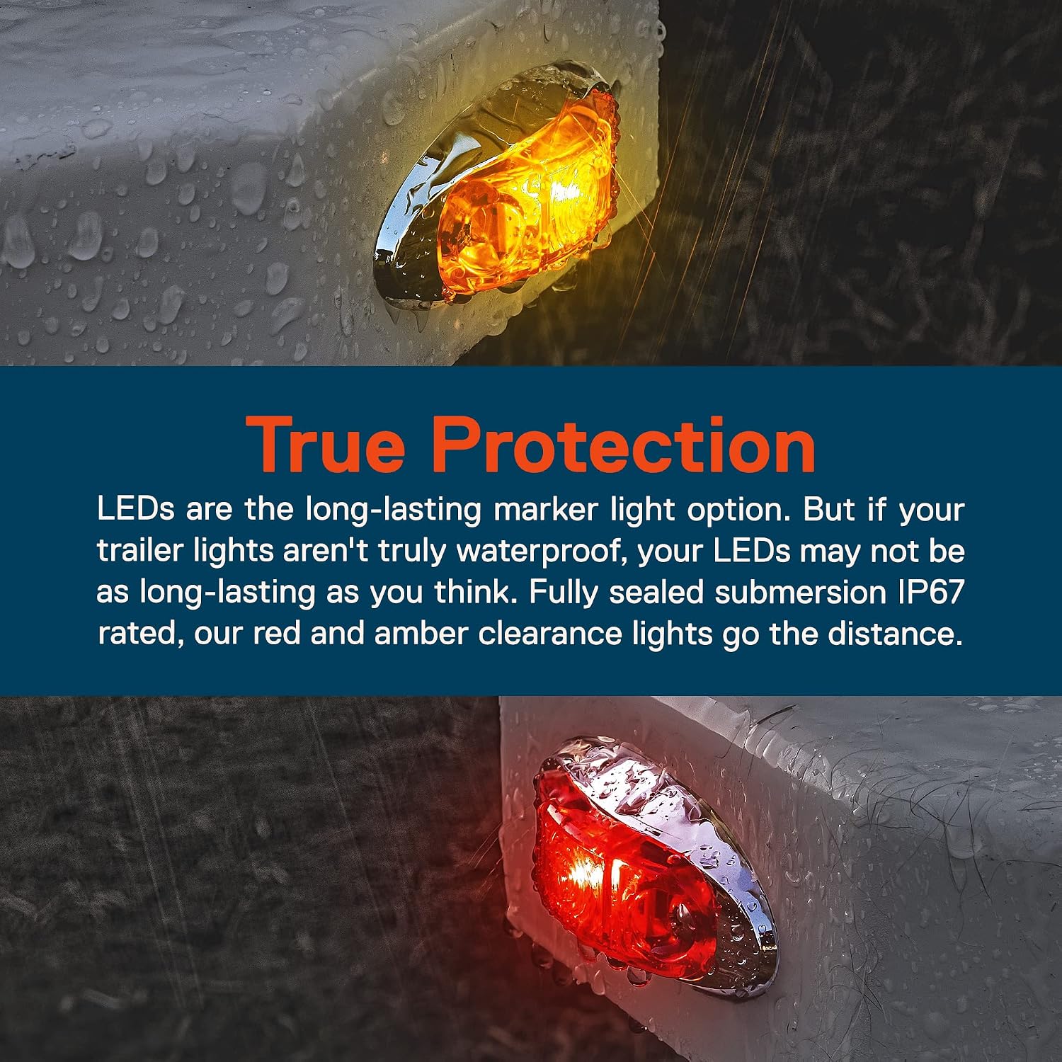 TRUE MODS 2pc 2.5" Amber Oval LED Trailer Marker Lights for Boat Trailer RV