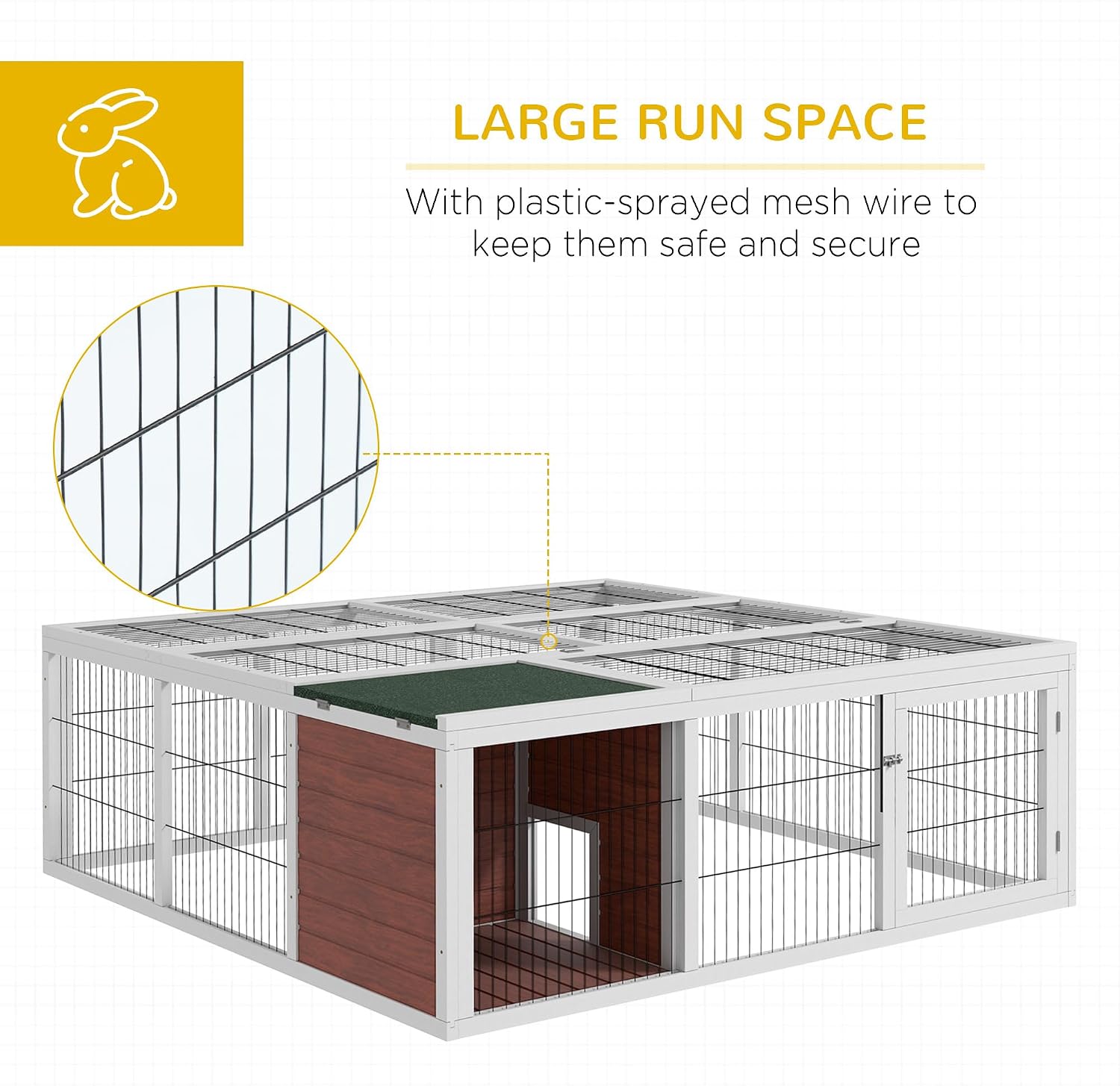 PawHut 59" Outdoor Rabbit Hutch Playpen Bunny Cage for Rabbits Dark Brown | Wooden Tortoise House Habitat, Outdoor Tortoise Enclosure