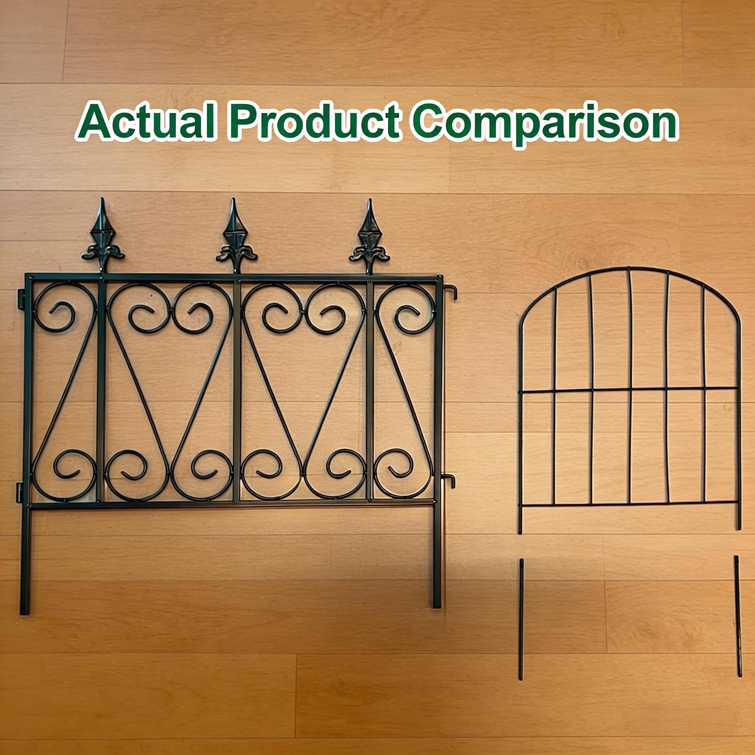 AMAGABELI GARDEN & HOME 5 Panels 32in(H)×10ft(L) Decorative Garden Fences and Borders for Dogs No Dig Rustproof Metal Fence Panels Garden Edging Border Animal Barrier Fencing for Flower Beds Black