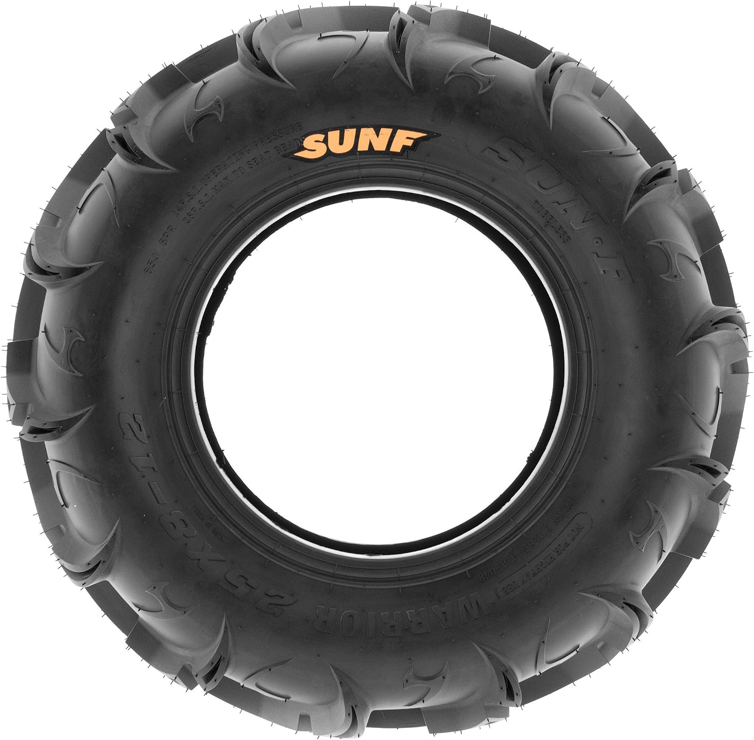 Set of 4 SunF Warrior AT Mud & Trail 25x8-12 Front & 25x10-12 Rear ATV UTV Off-Road Tires, 6 PR, Tubeless A048