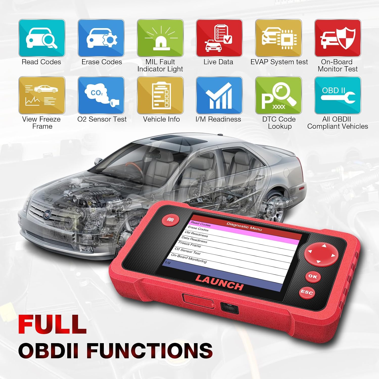Launch CRP123 OBD2 Scanner 2024 Newest Elite Code Reader Engine/ABS/SRS/Transmission Car Diagnostic Tool, ABS Code Reader, SRS Scan Tool