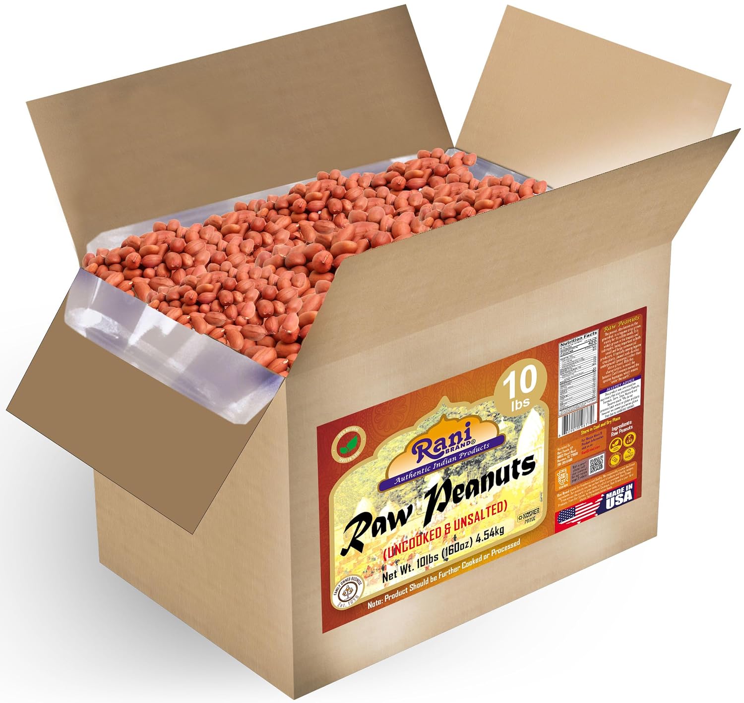 Rani Peanuts, Raw Whole With Skin (uncooked, unsalted) 14oz (400g) ~ All Natural | Vegan | Kosher | Gluten Friendly | Fresh Product of USA ~ Spanish Grade Groundnut/Red-skin