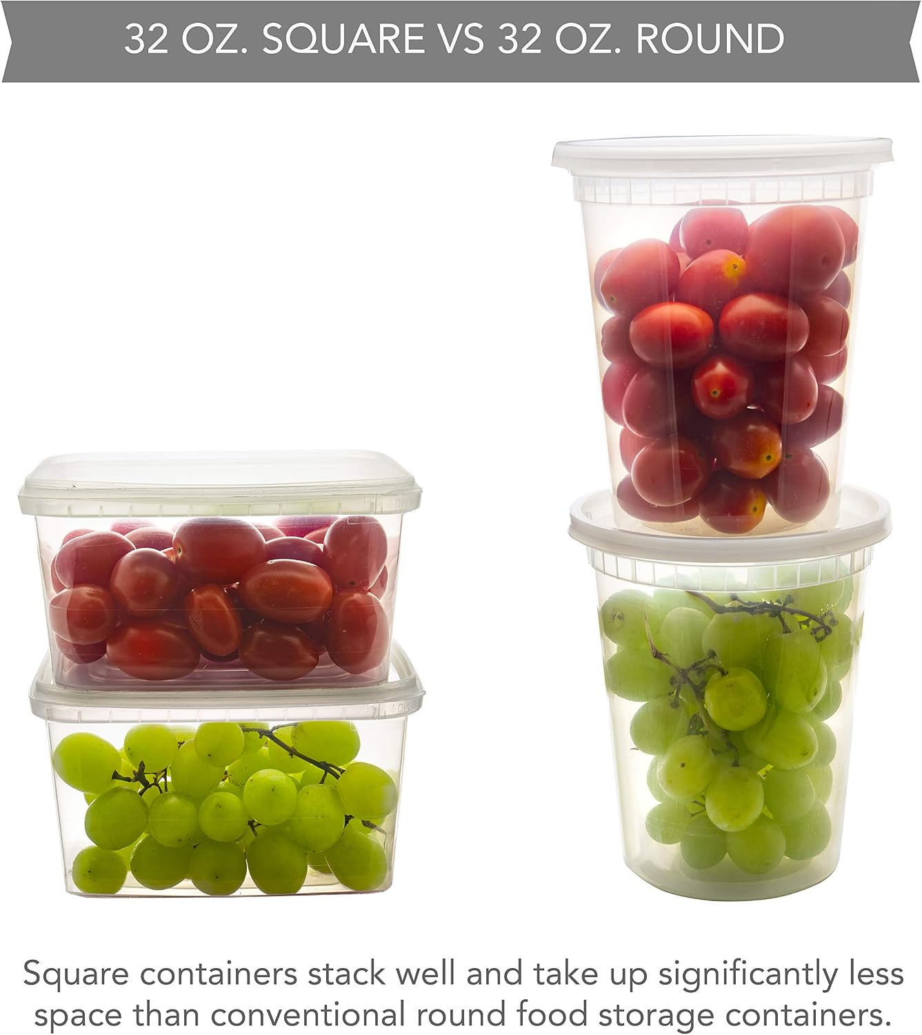NYHI 32 oz 20 Pack Square Clear Deli Containers with Lids Disposable BPA Free Square Plastic Food Storage Containers with Lids Airtight for Meal