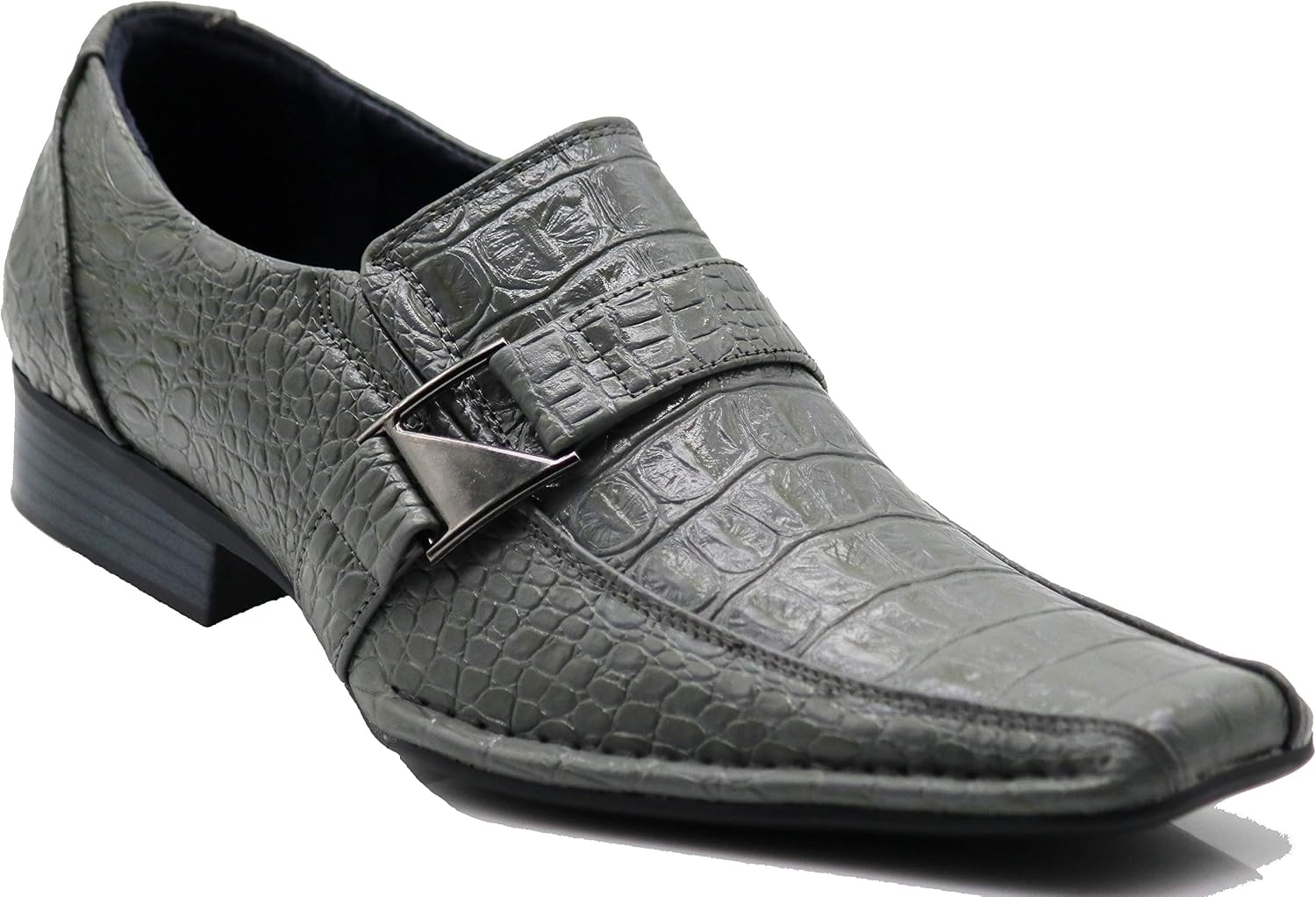 Enzo Romeo Santcro Men's Dress Crocodile Print Loafers Elastic Slip on with Buckle Fashion Shoes Runs Half Size Big