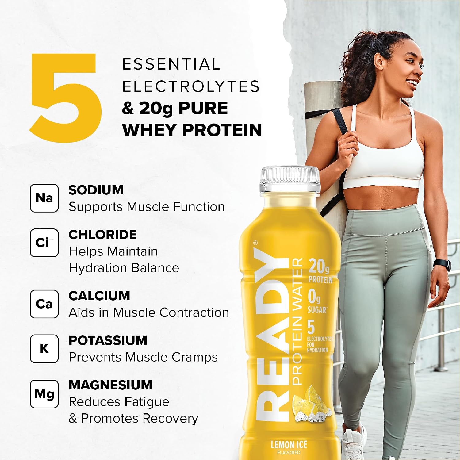 Ready Clear Protein Water, Blueberry, 20g Whey Protein Isolate, 12 Pack