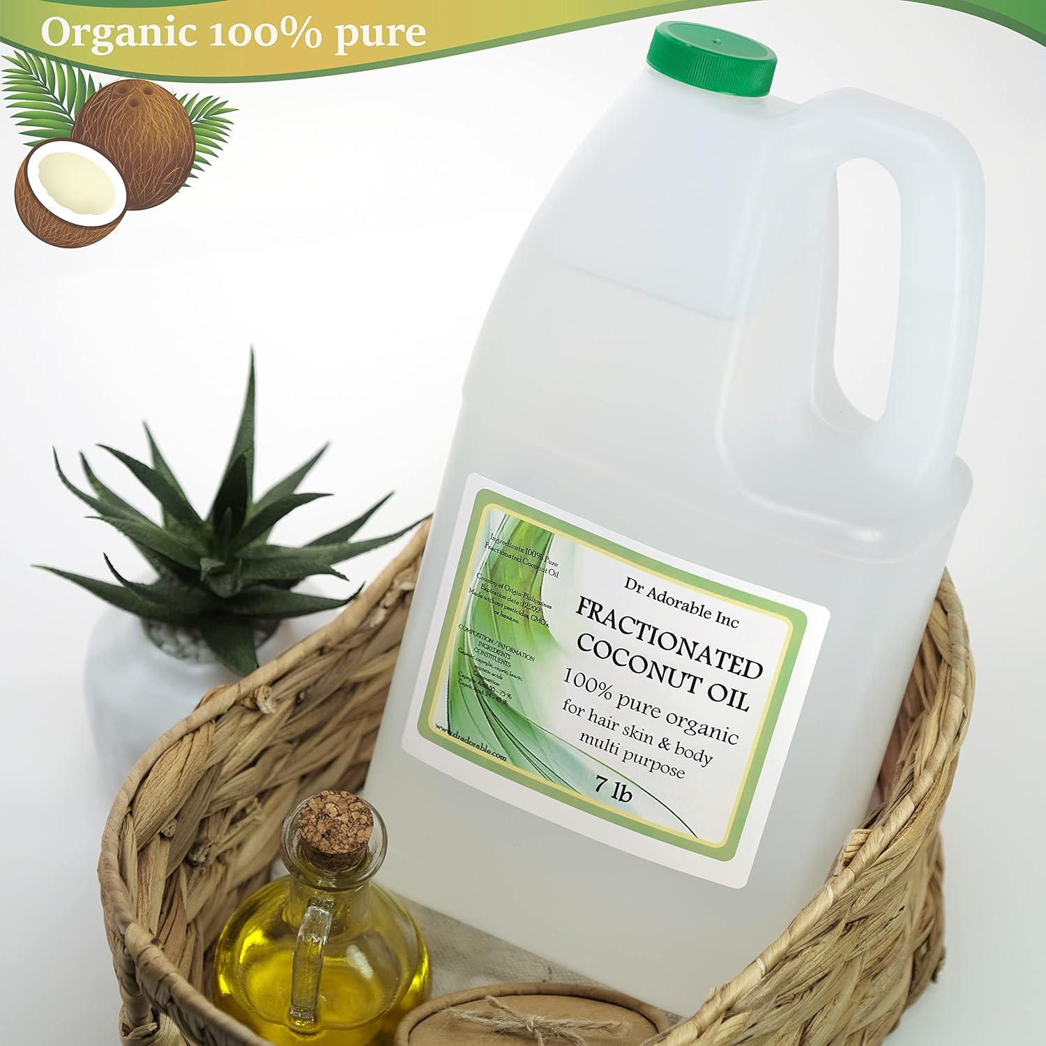 Dr Adorable - 7 lb - Fractionated Coconut Oil - 100% Pure Natural Organic
