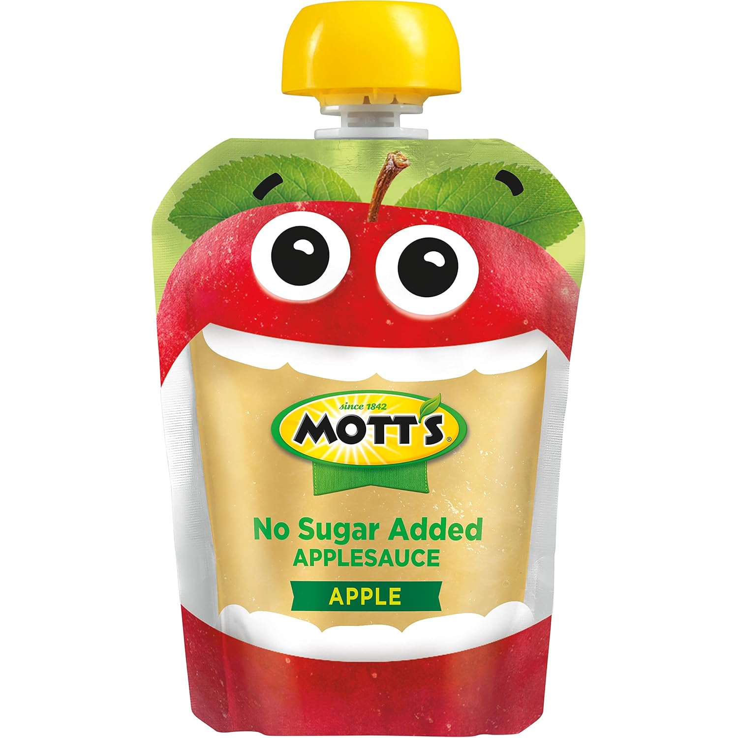 Mott's No Sugar Added Strawberry Applesauce, 3.2 Oz Clear Pouches, 48 Count (4 Packs Of 12), Good Source Of Vitamin C, No Artificial Flavors