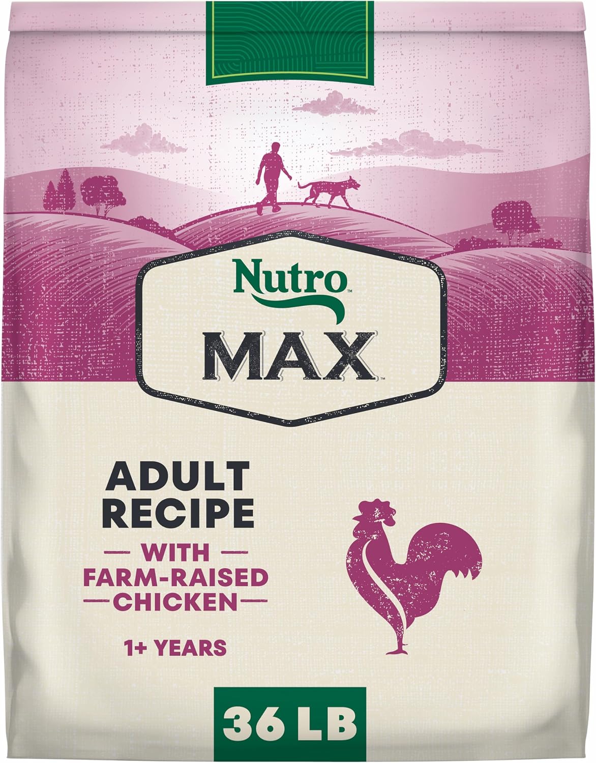Nutro Max Adult Recipe Dry Dog Food, Farm-Raised Beef, 25 lb | Non-GMO ingredients, wholesome grains, no chicken by-product meal/corn, wheat, soy, supports muscles, energy & vitality