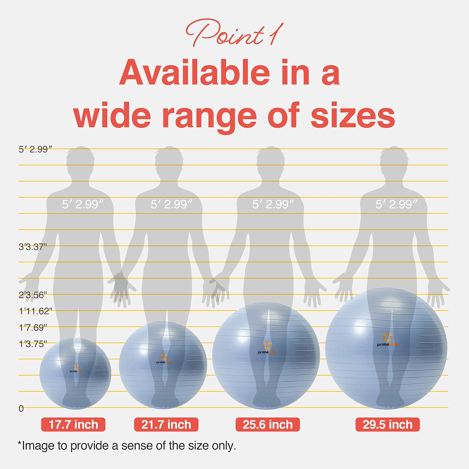 Primasole Exercise Ball for Balance Stability Fitness Workout Yoga Pilates at Home Office & Gym Birthing Ball for Pregnancy, Office Ball Chair