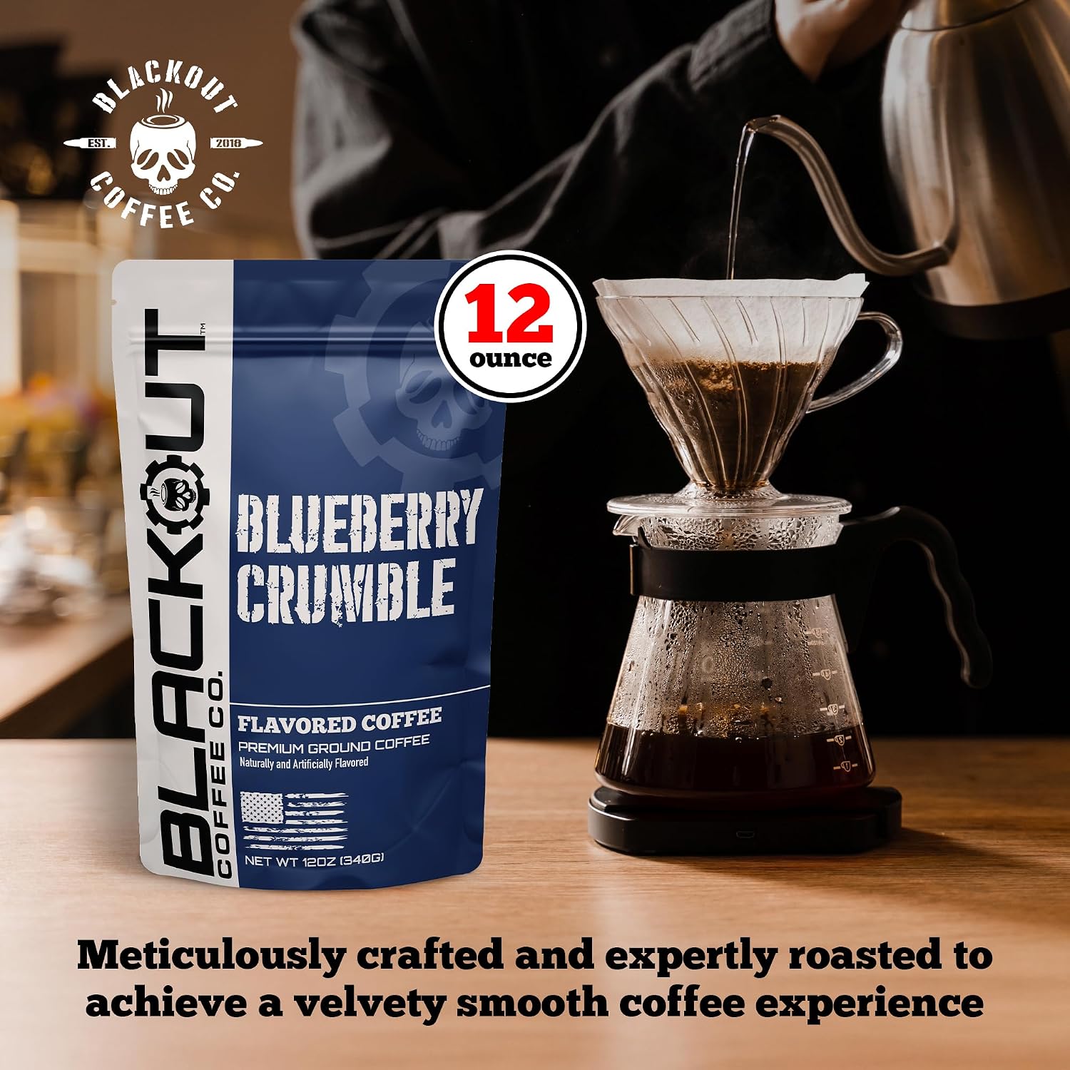 Blackout Coffee Blueberry Crumble Ground Coffee, Medium Roast, 12 oz