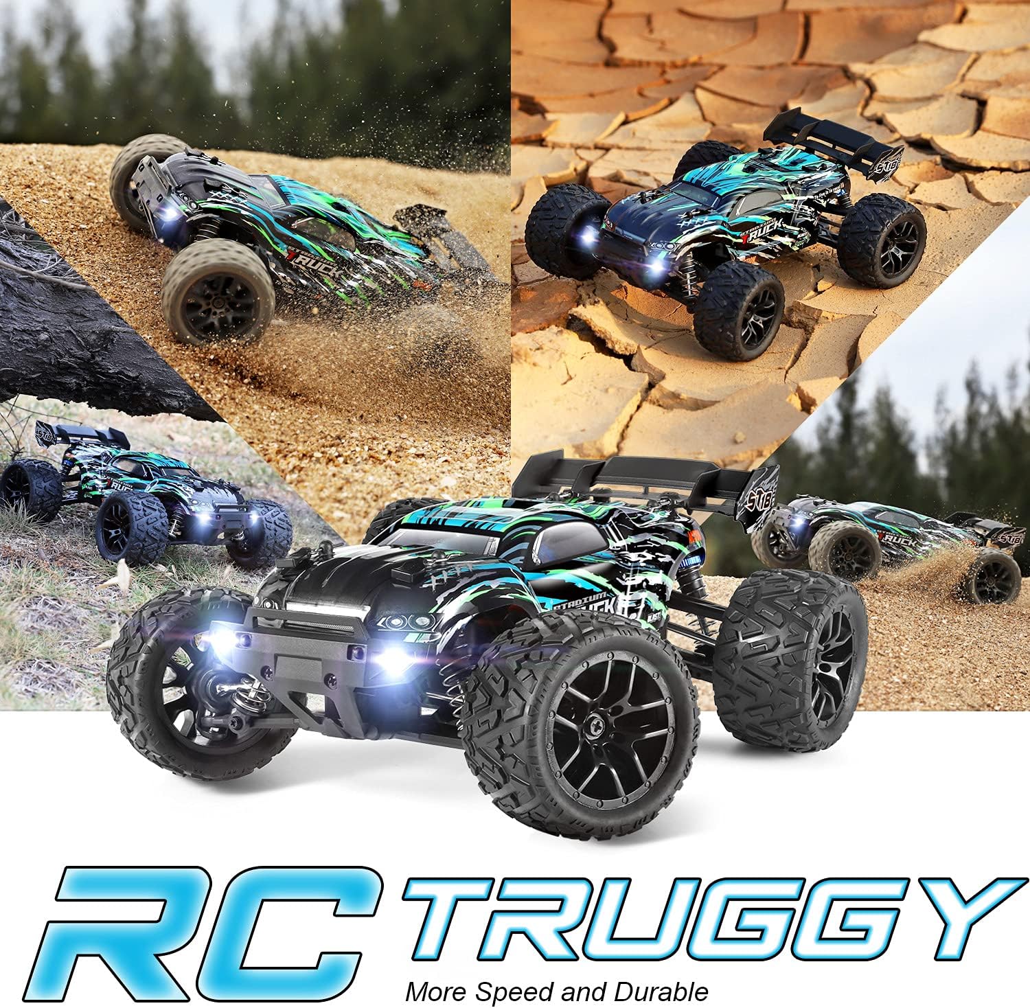 HAIBOXING RC Cars Hailstorm, 36+KM/H High Speed 4WD 1:18 Scale Waterproof Truggy Remote Control Off Road Monster Truck with Two Rechargeable Batteries