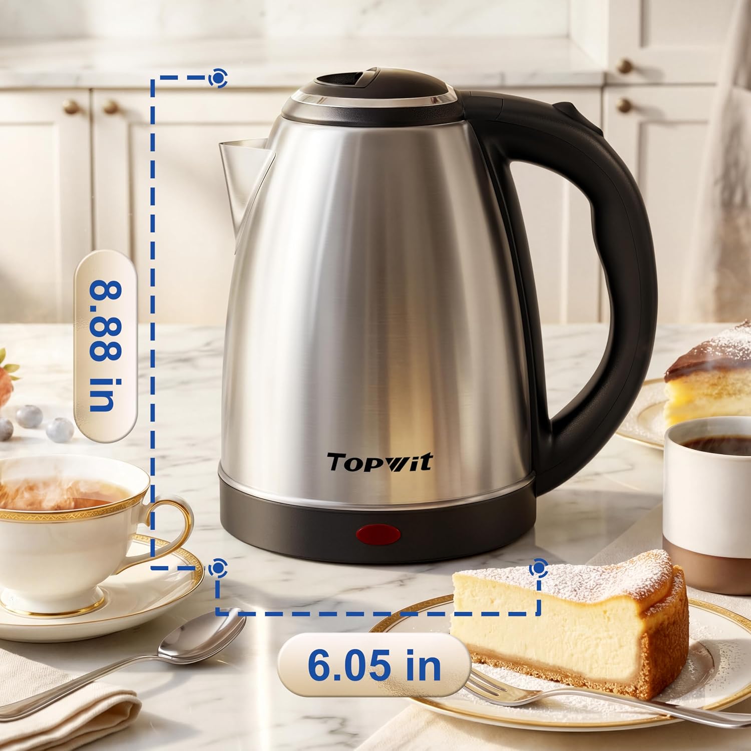TOPWIT 2.0L Glass Electric Kettle, Hot Water Boiler, BPA-Free