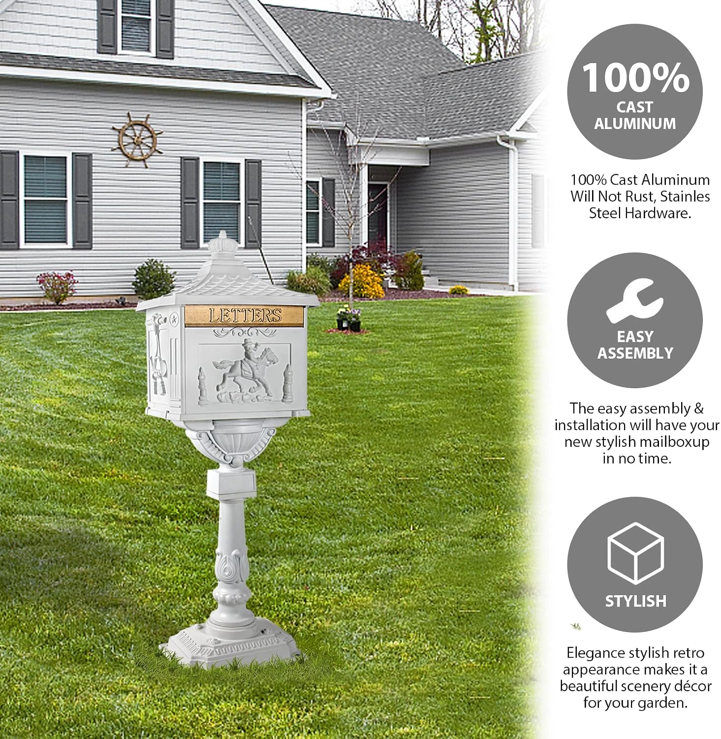 Polar Aurora Mailbox Cast Aluminum Bronze Mail Box Postal Box Security Heavy Duty New