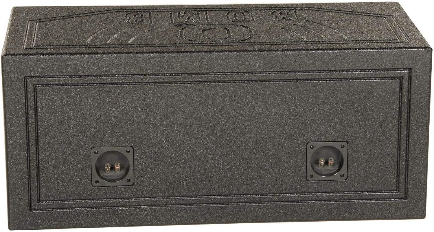 Q Power Q Bomb Series 15" Dual Ported SubwooferSpeaker Enclosure | Vented Sub Box Chamber Design with Black Bed Liner Spray Finish, Car Audio Sound System Accessory