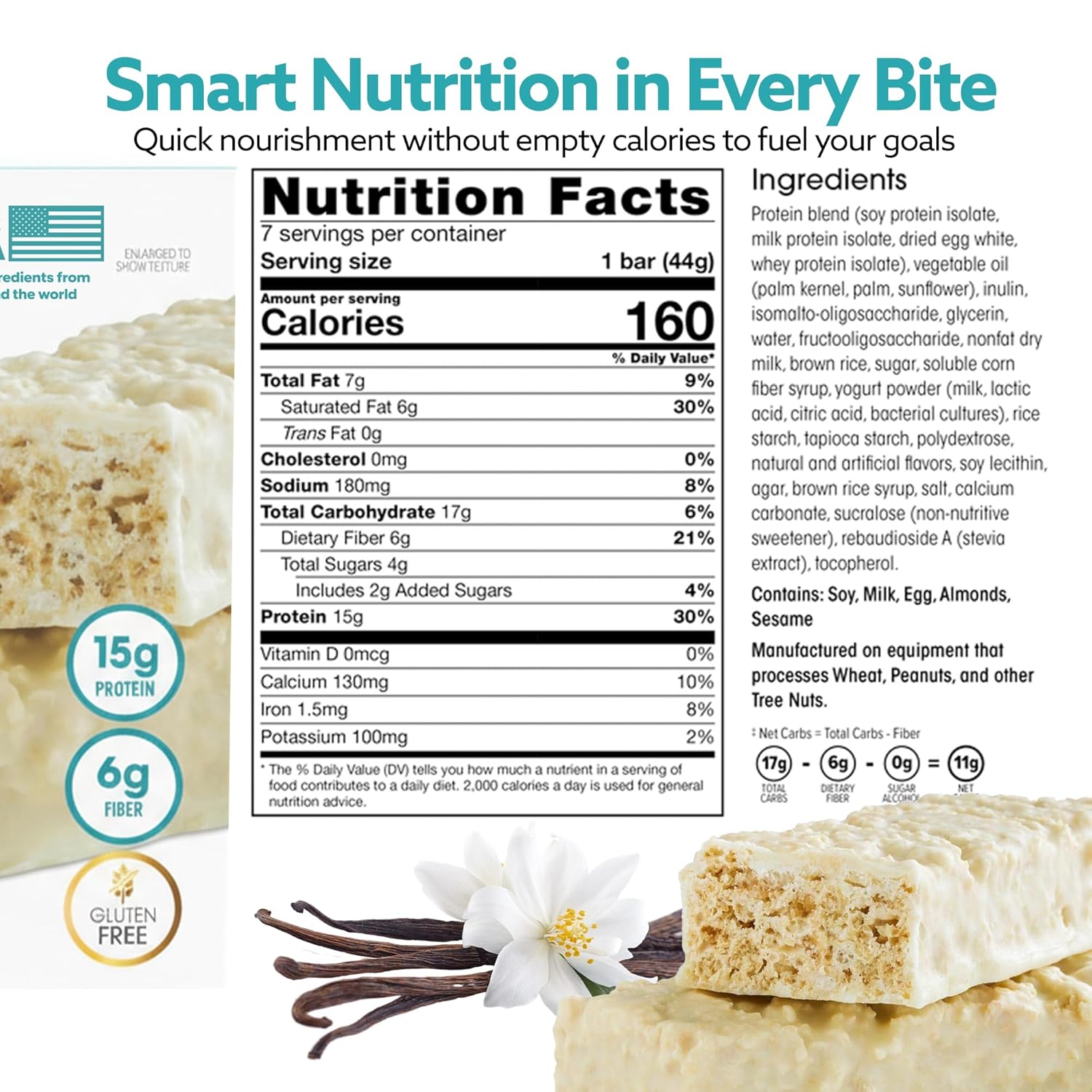 Wonderslim High Fiber Protein Bars, Low Calorie Snack – Fluffy Nutter, 7ct | 15g Protein, 7g Fiber – Gluten-Free, Low Sugar, Protein Snack Bars for Hunger & Craving Control, Weight Management Support