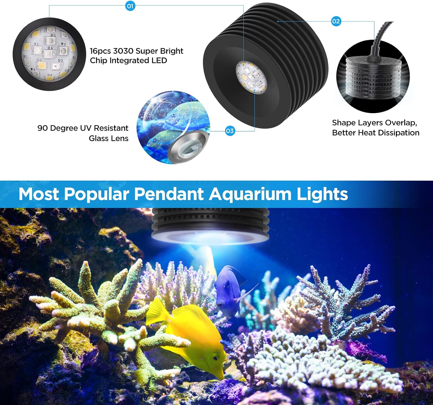 Lominie LED Aquarium Light, Planted Tank Light 4 Channels Remote Control 6500K Aquarium LED Lamp for Freshwater Fish Tank Refugium with Gooseneck (A20 Freshwater)