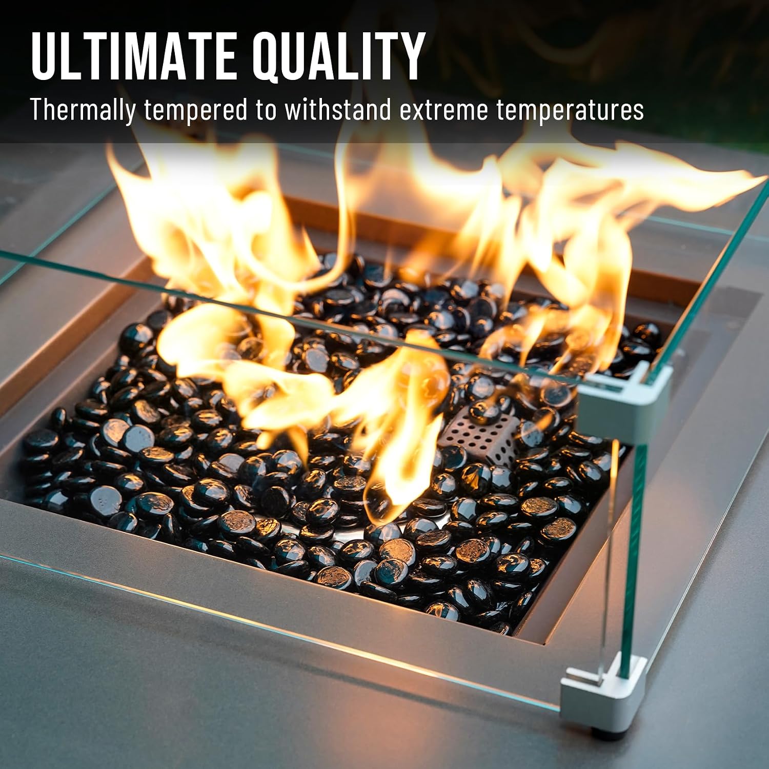 Skyflame 10-Pound Fire Glass Beads for Fire Pit Fireplace, Onyx Black